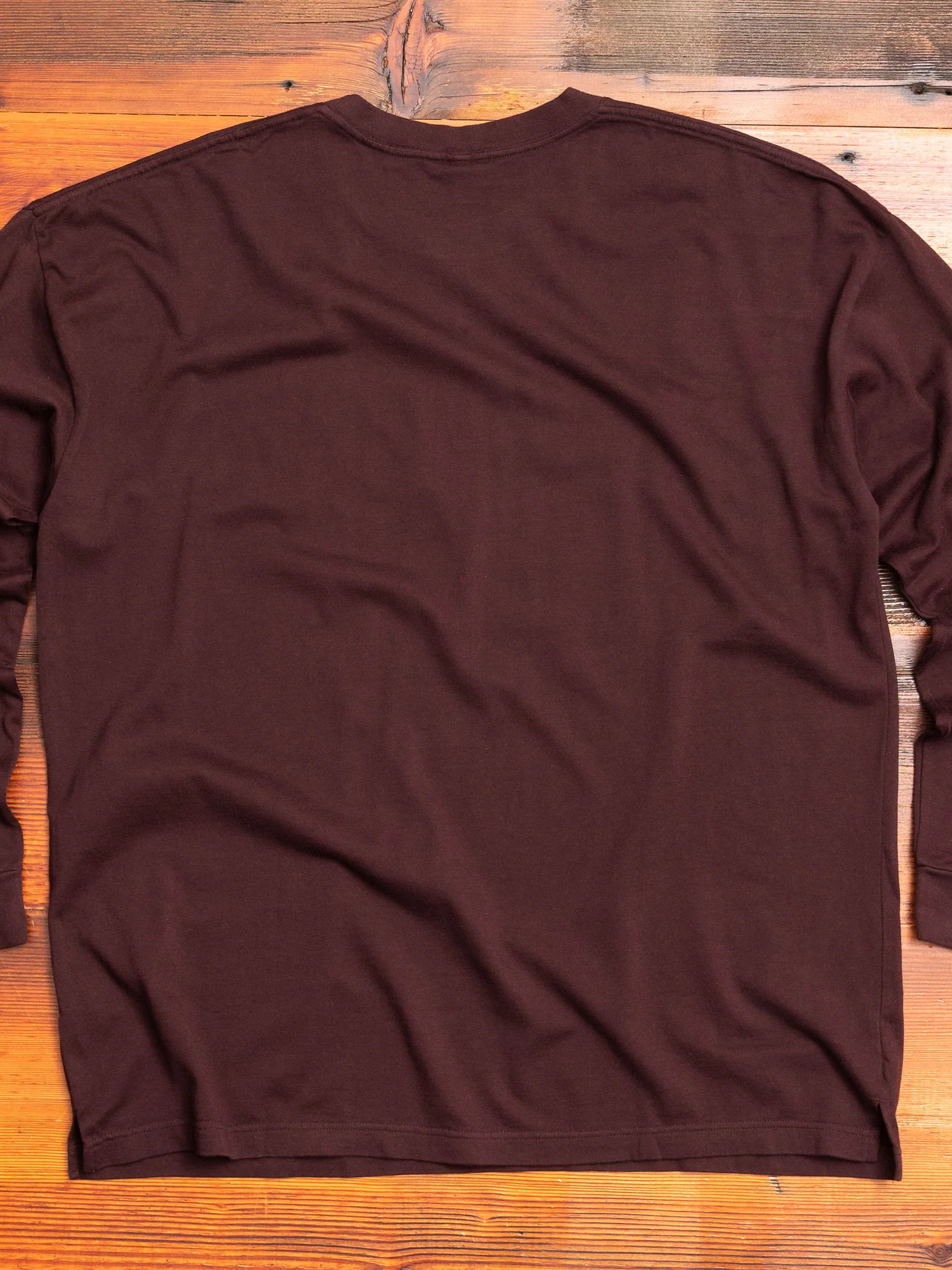 Cotton Jersey Relaxed Long Sleeve T-Shirt in Burgundy - Image 6
