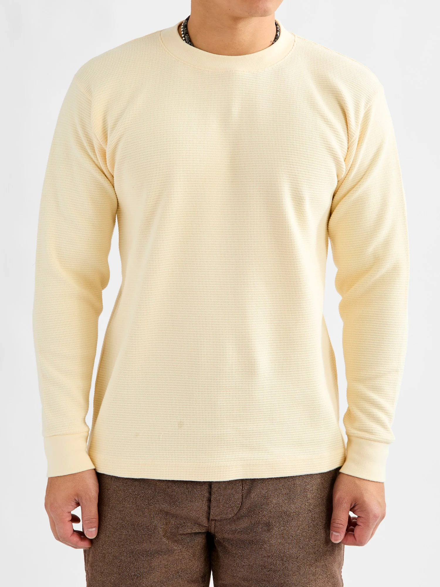 Cotton Longsleeve Thermal Knit in Cream - Image 2