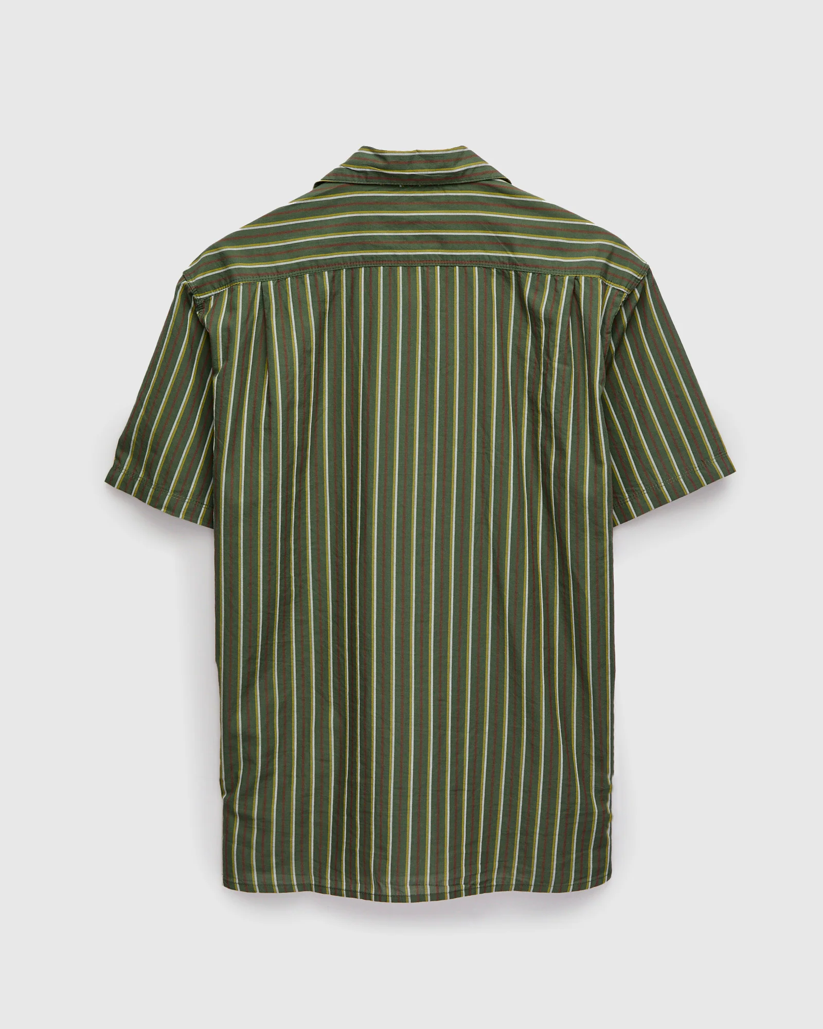 Cotton Silk Hawaiian Shirt in Olive Stripe - Image 2