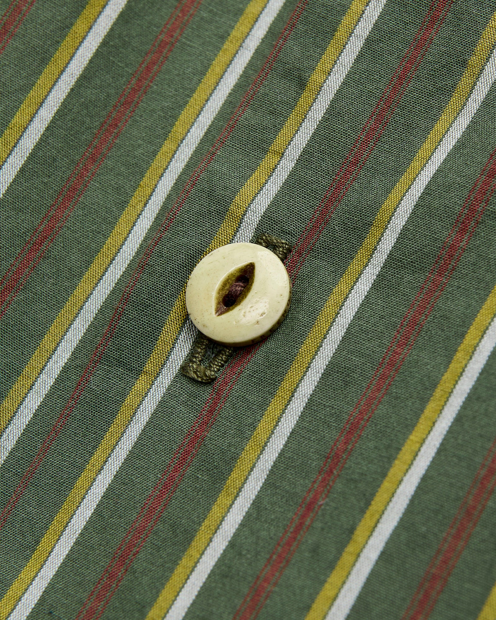 Cotton Silk Hawaiian Shirt in Olive Stripe - Image 5