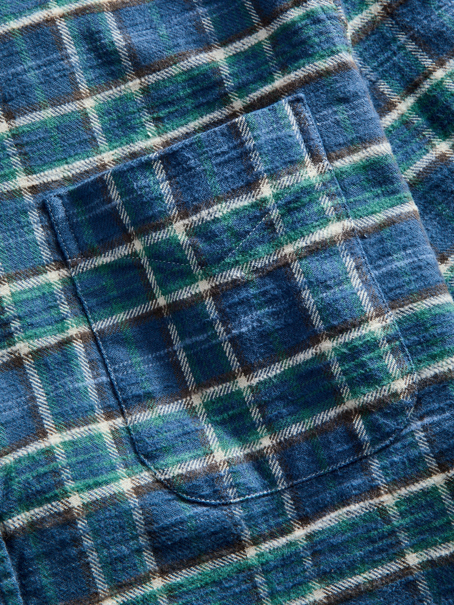 Cotton Slub Check Flannel in Blue - Image 4