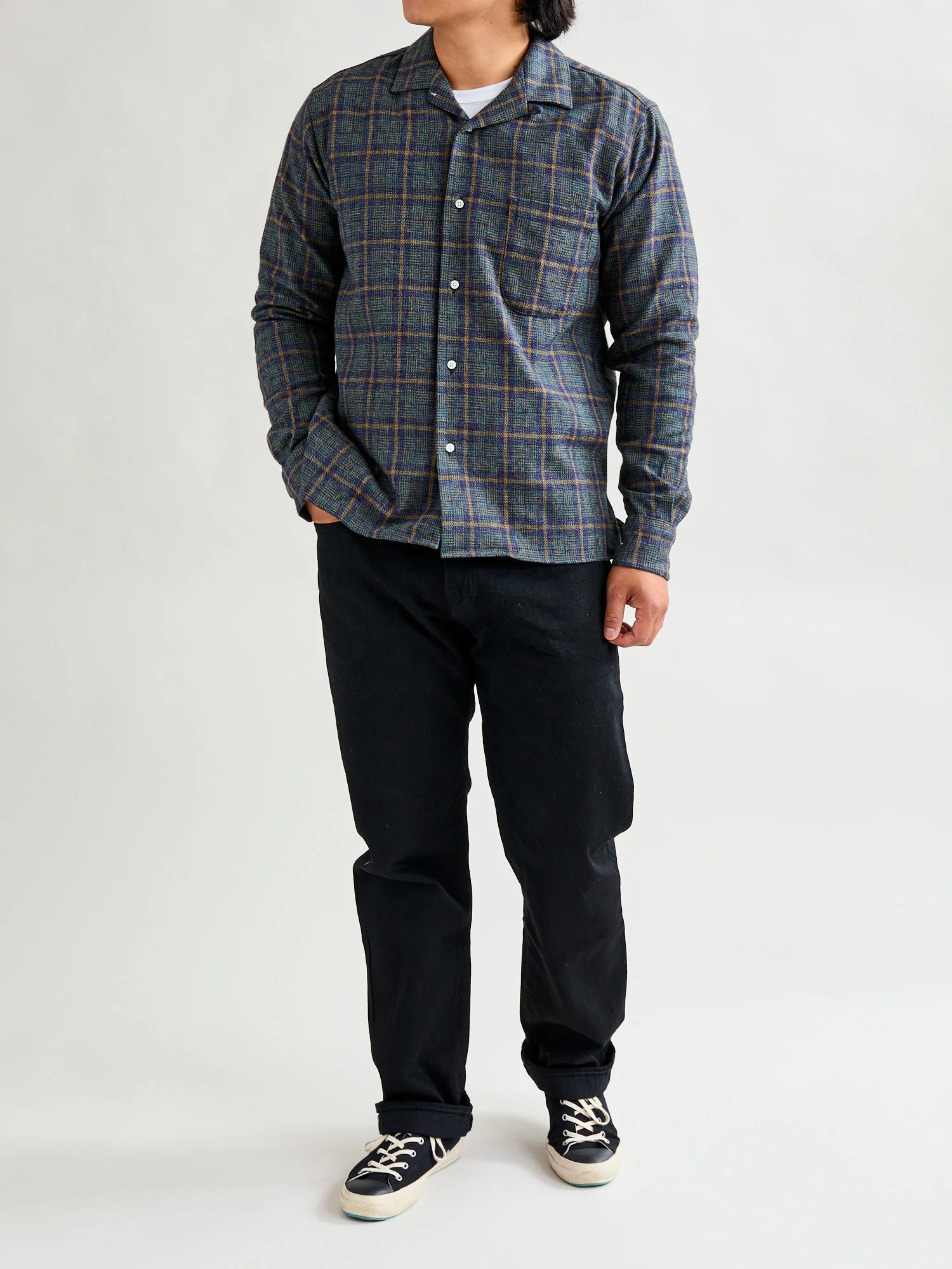Cotton Tweed Camp Shirt in Blue - Image 12