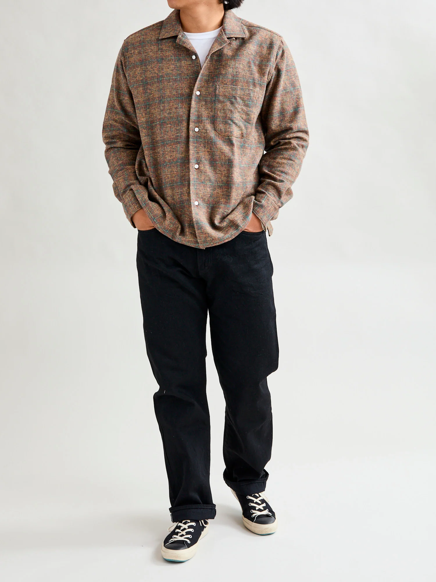 Cotton Tweed Camp Shirt in Brown - Image 12