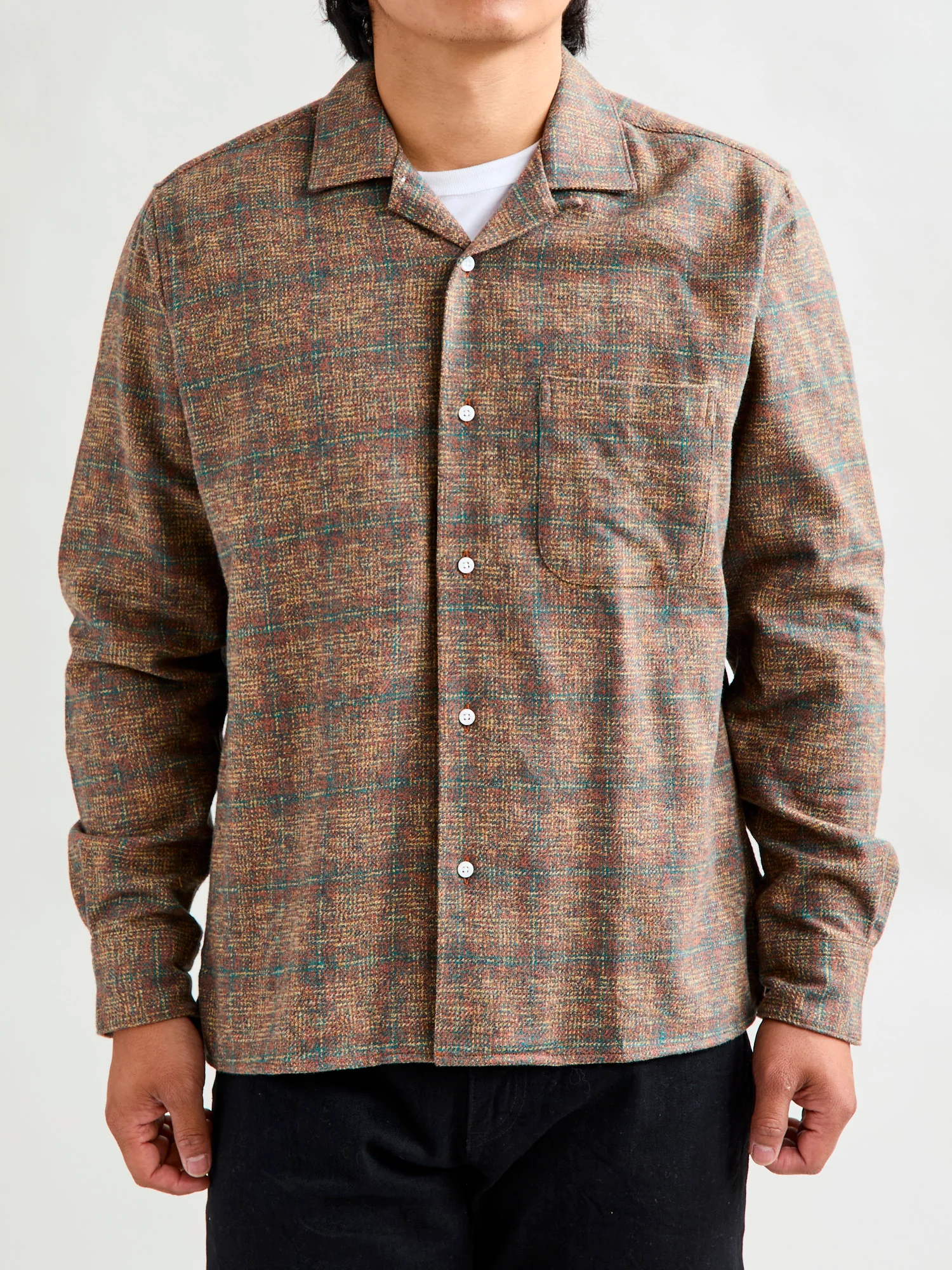 Cotton Tweed Camp Shirt in Brown - Image 2