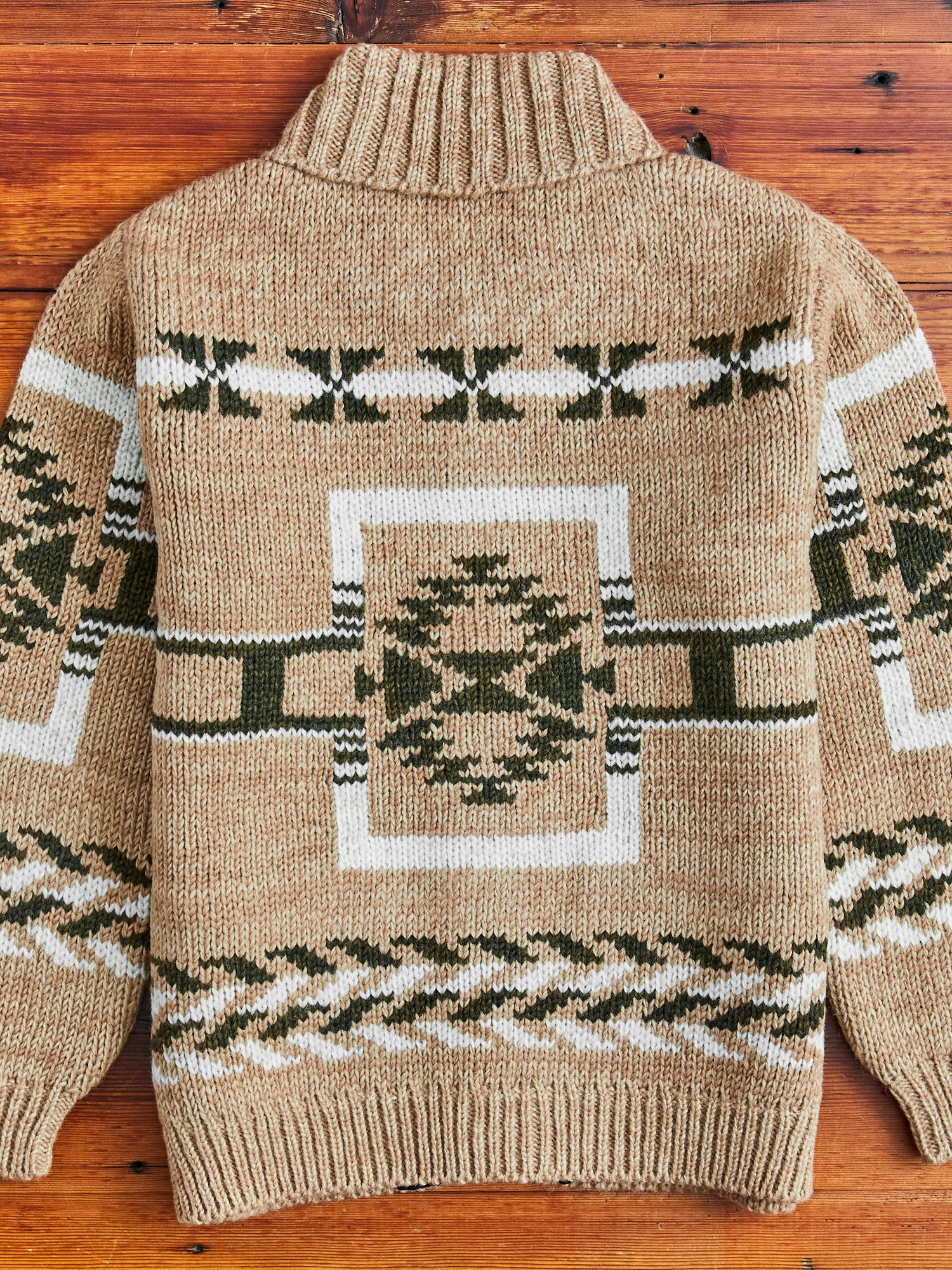 Cowichan Handknit Cardigan Sweater in Beige - Image 10