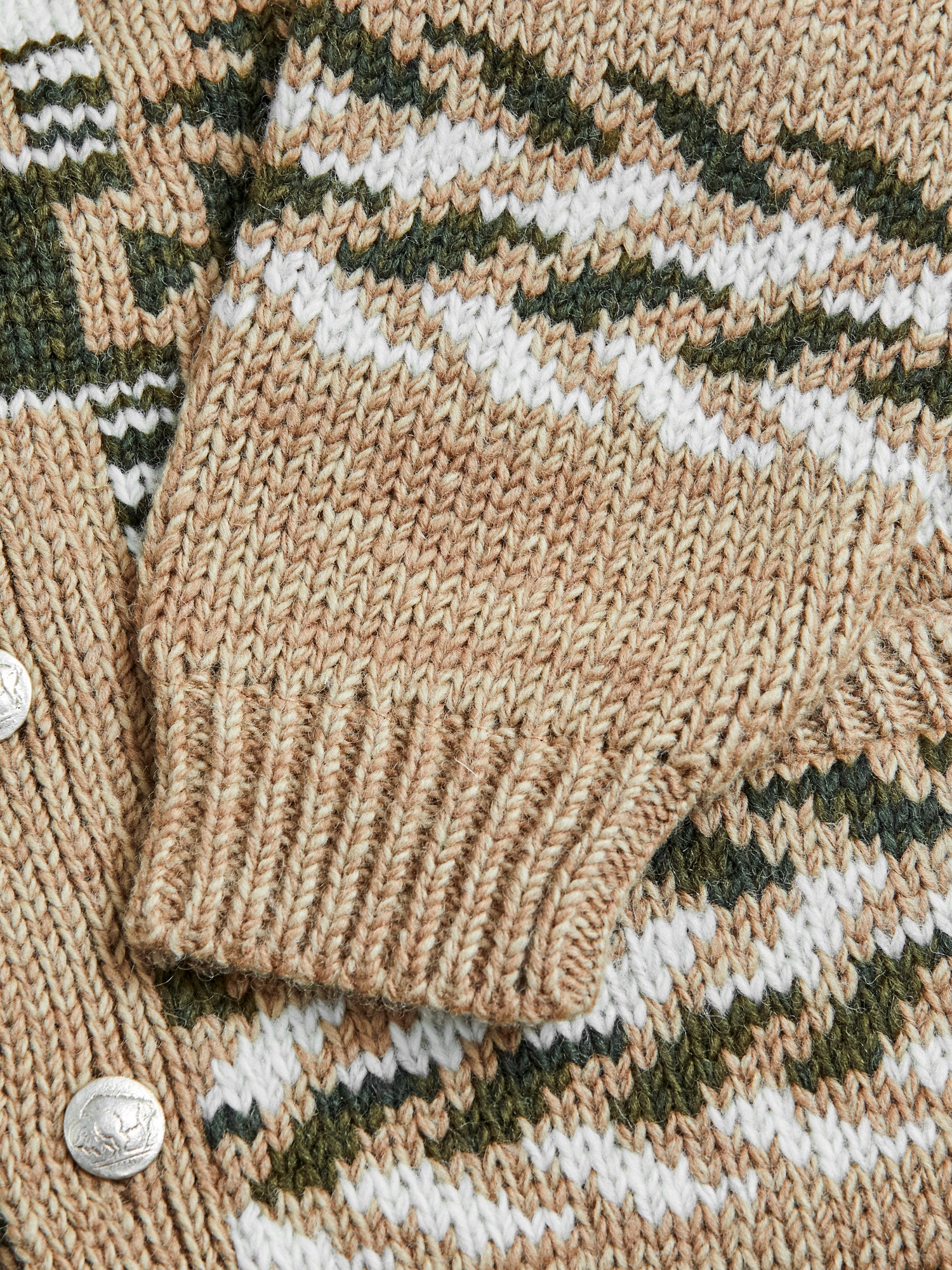 Cowichan Handknit Cardigan Sweater in Beige - Image 9