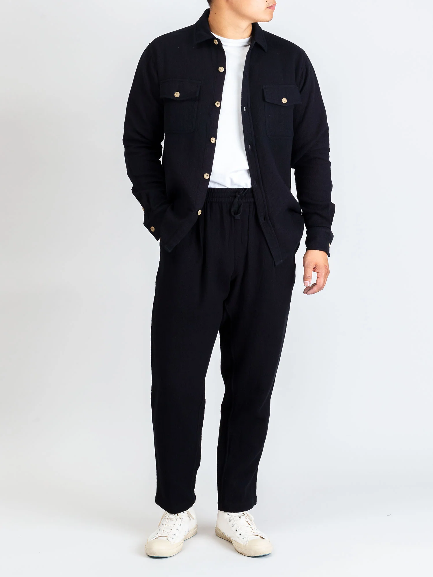 CPO Shirt in Black Overdye Sashiko - Image 9