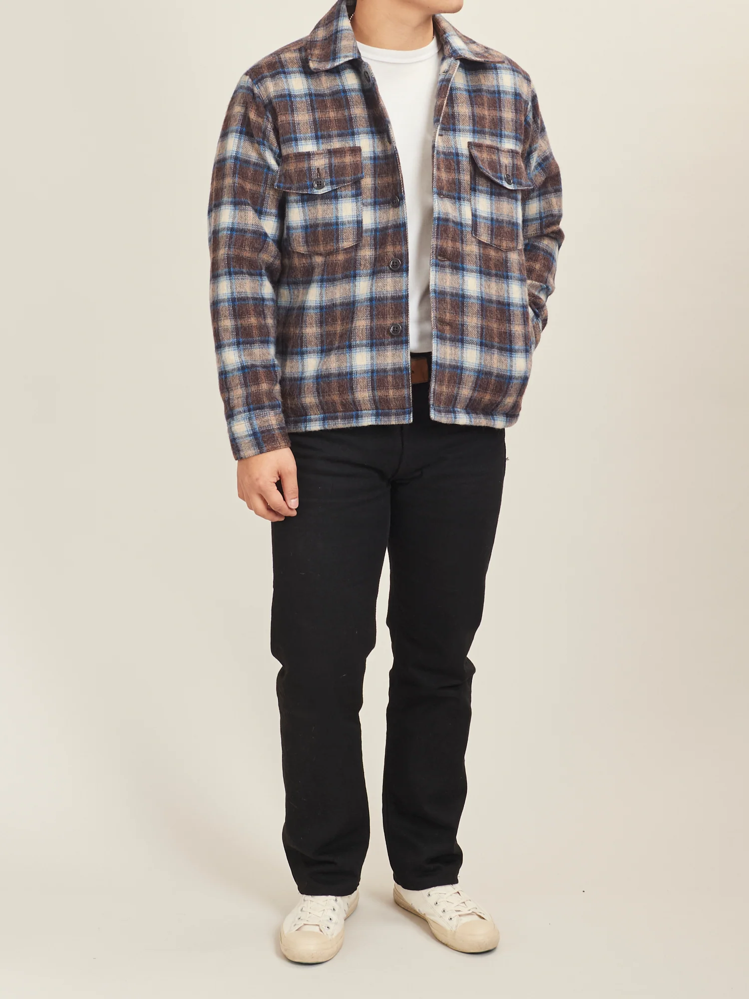 Wool CPO Shirt Jacket in Brown Plaid - Image 11