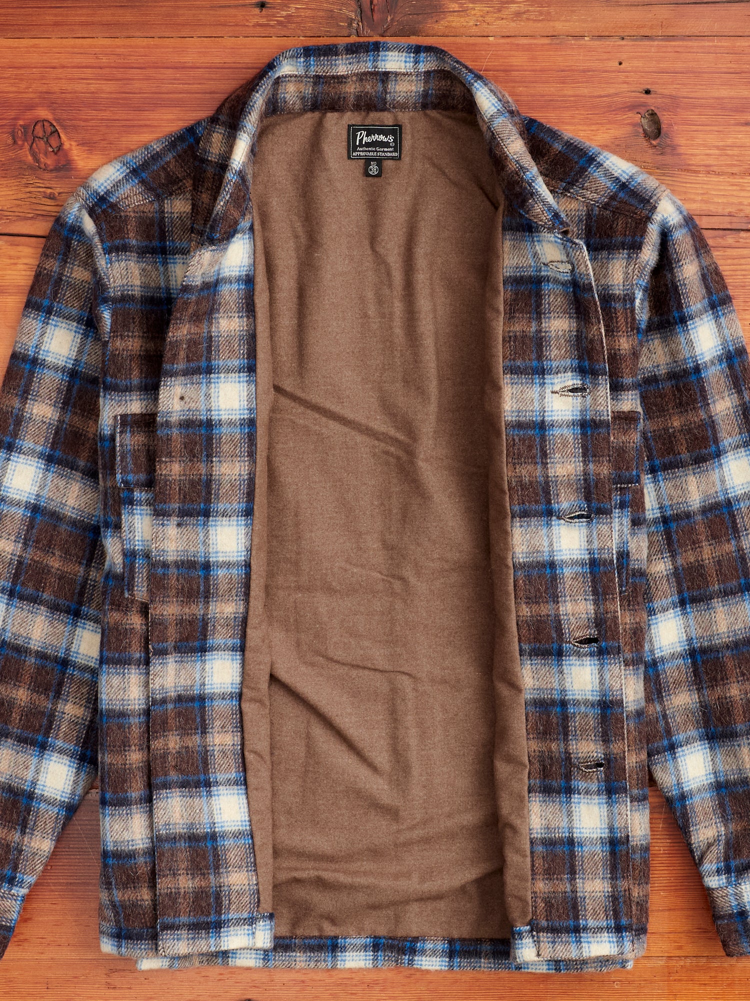 Wool CPO Shirt Jacket in Brown Plaid - Image 5