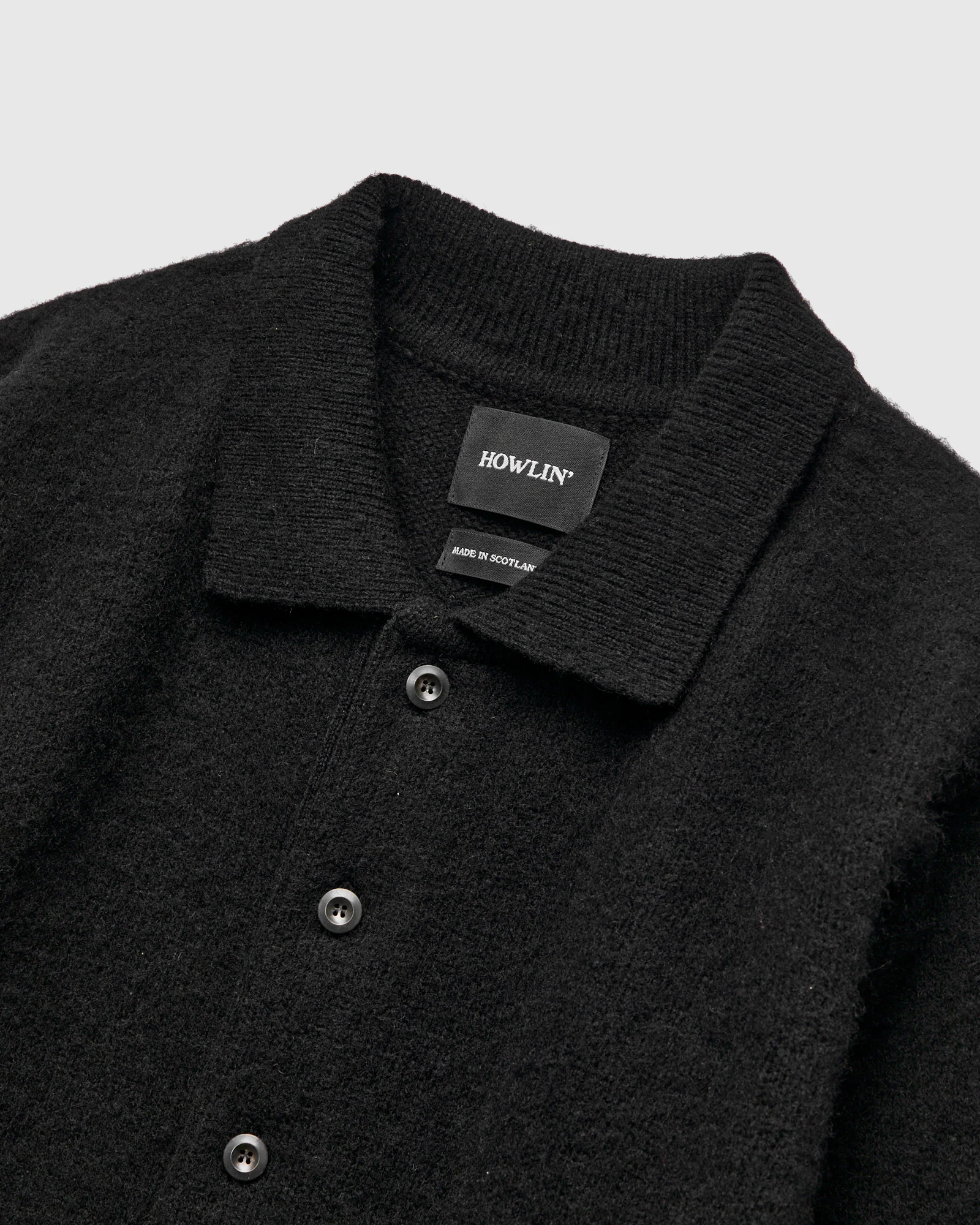 "Creatures of the Howlin' Moon" Wool Knit Cardigan in Black - Image 4