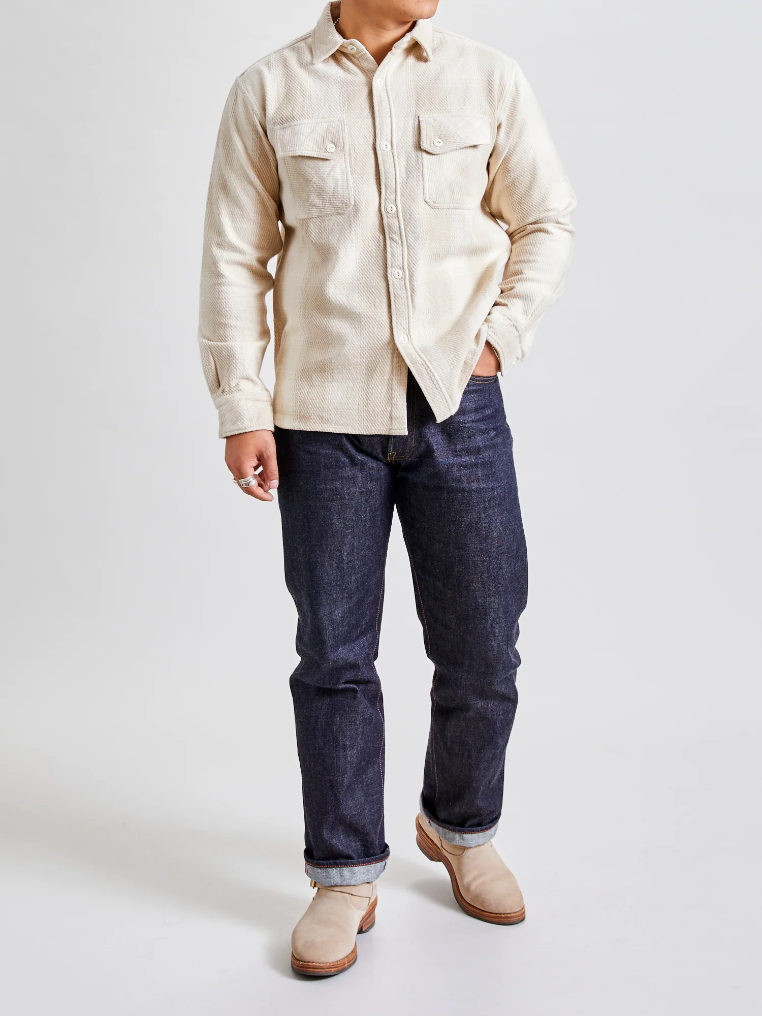 Crosscut Flannel in Alabaster Twill - Image 9