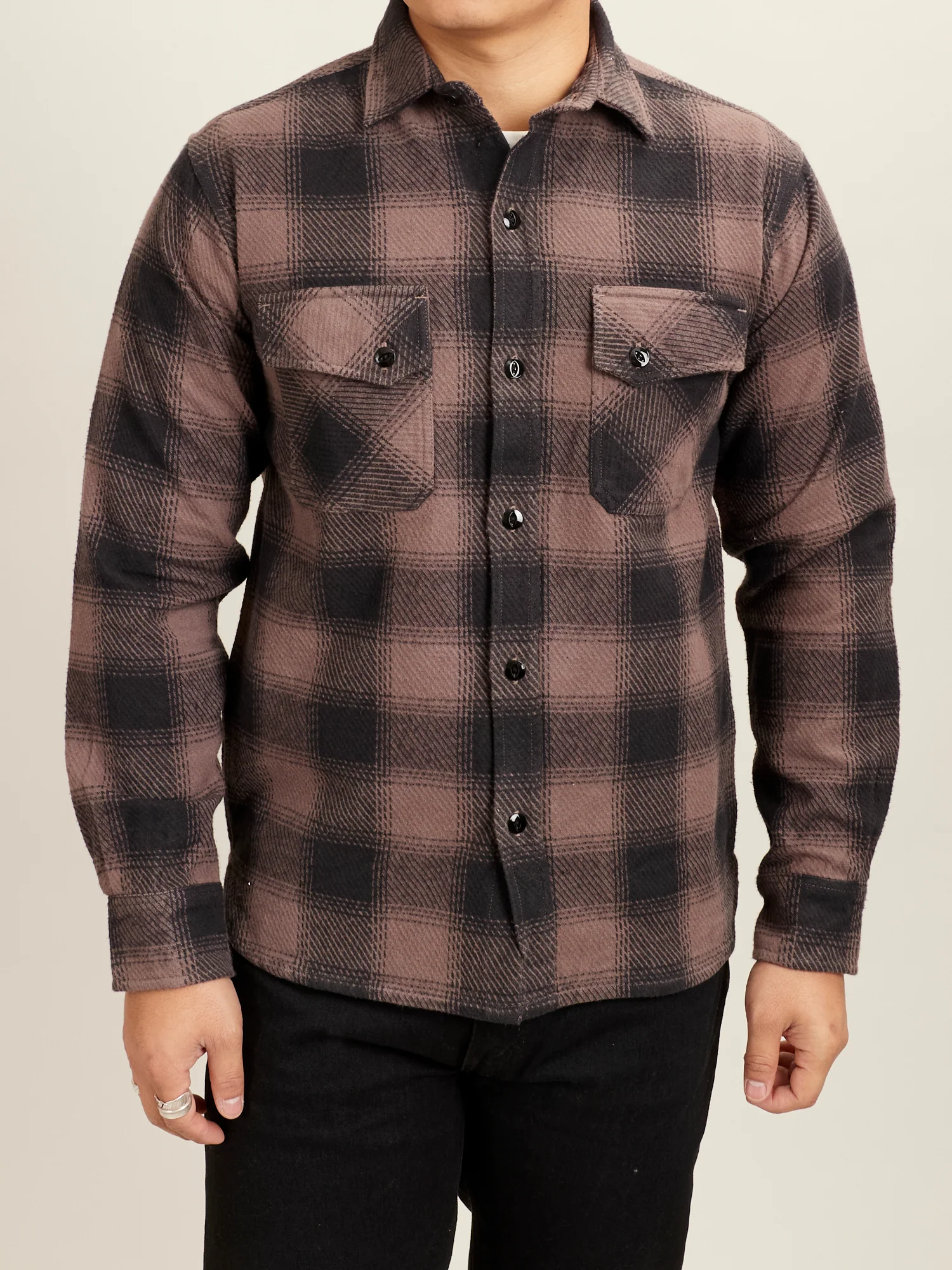 Crosscut Flannel in Charcoal Twill Plaid - Image 2