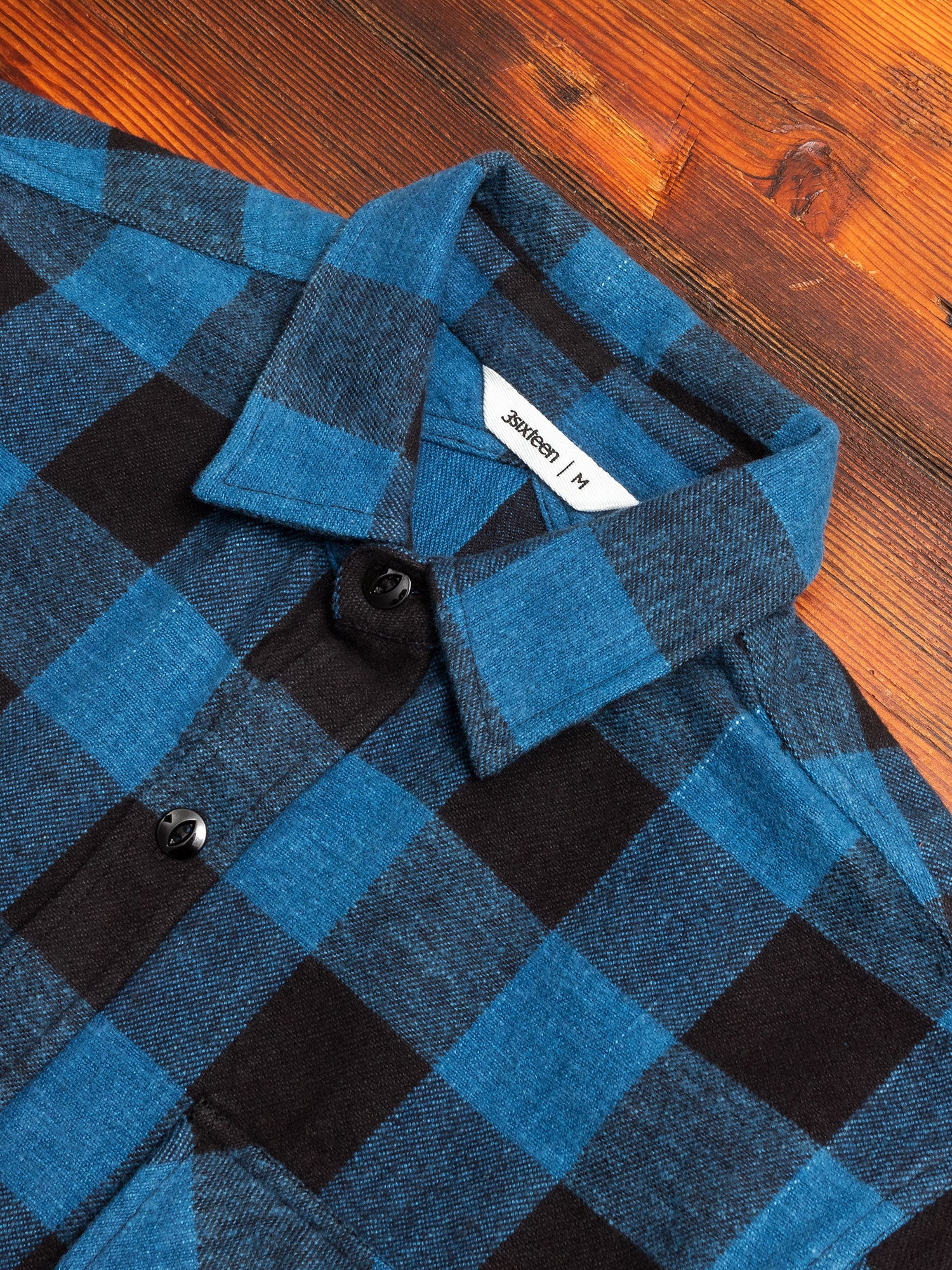 Crosscut Flannel in Indigo Buffalo Plaid - Image 3