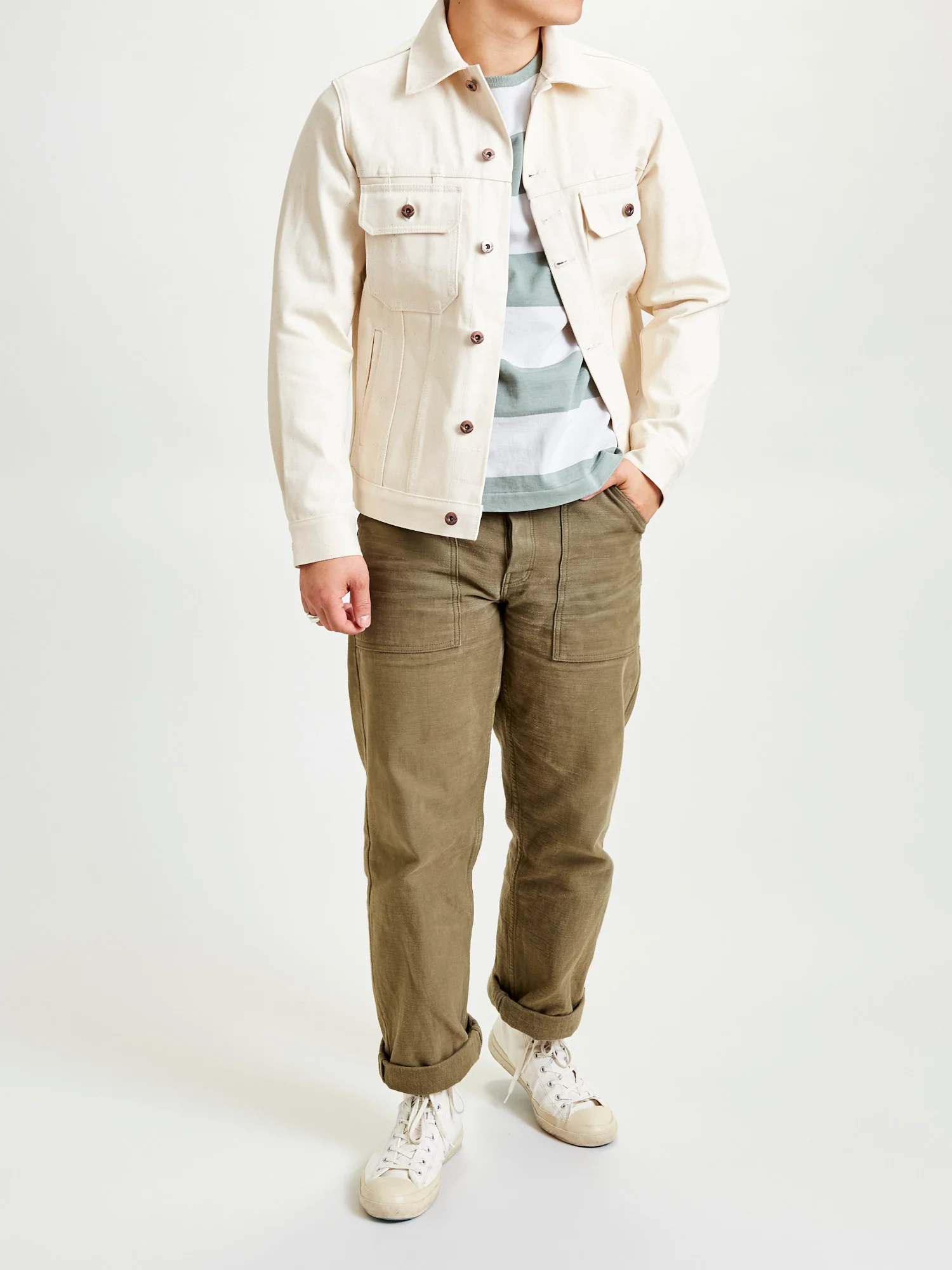 Cruiser Jacket in 14oz Ecru Selvedge Denim - Image 11
