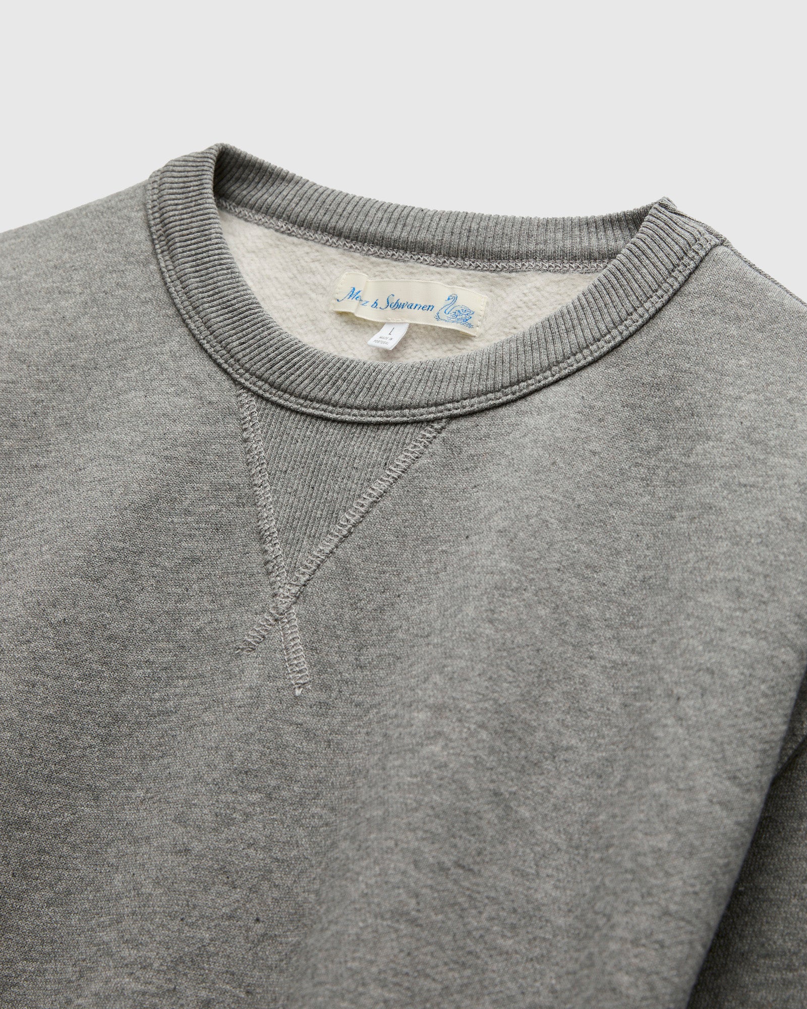 CSW28 "Good Basics" Organic Cotton Crewneck Sweater in Grey Melange - Image 3