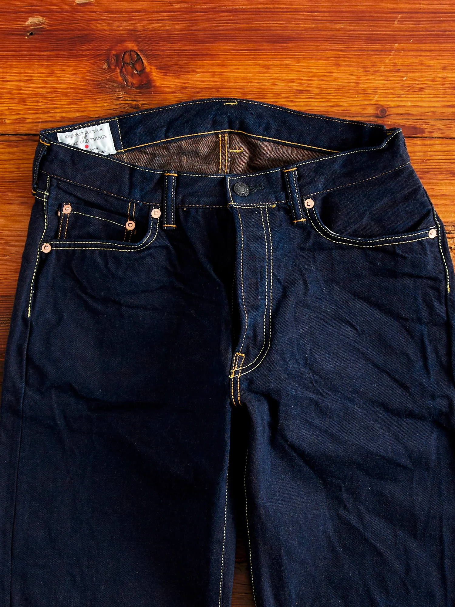 D1879S "Natural Indigo x Kakishibu" 15oz Aishibuzome Dyed Selvedge Jeans - Regular Straight Fit - Image 5