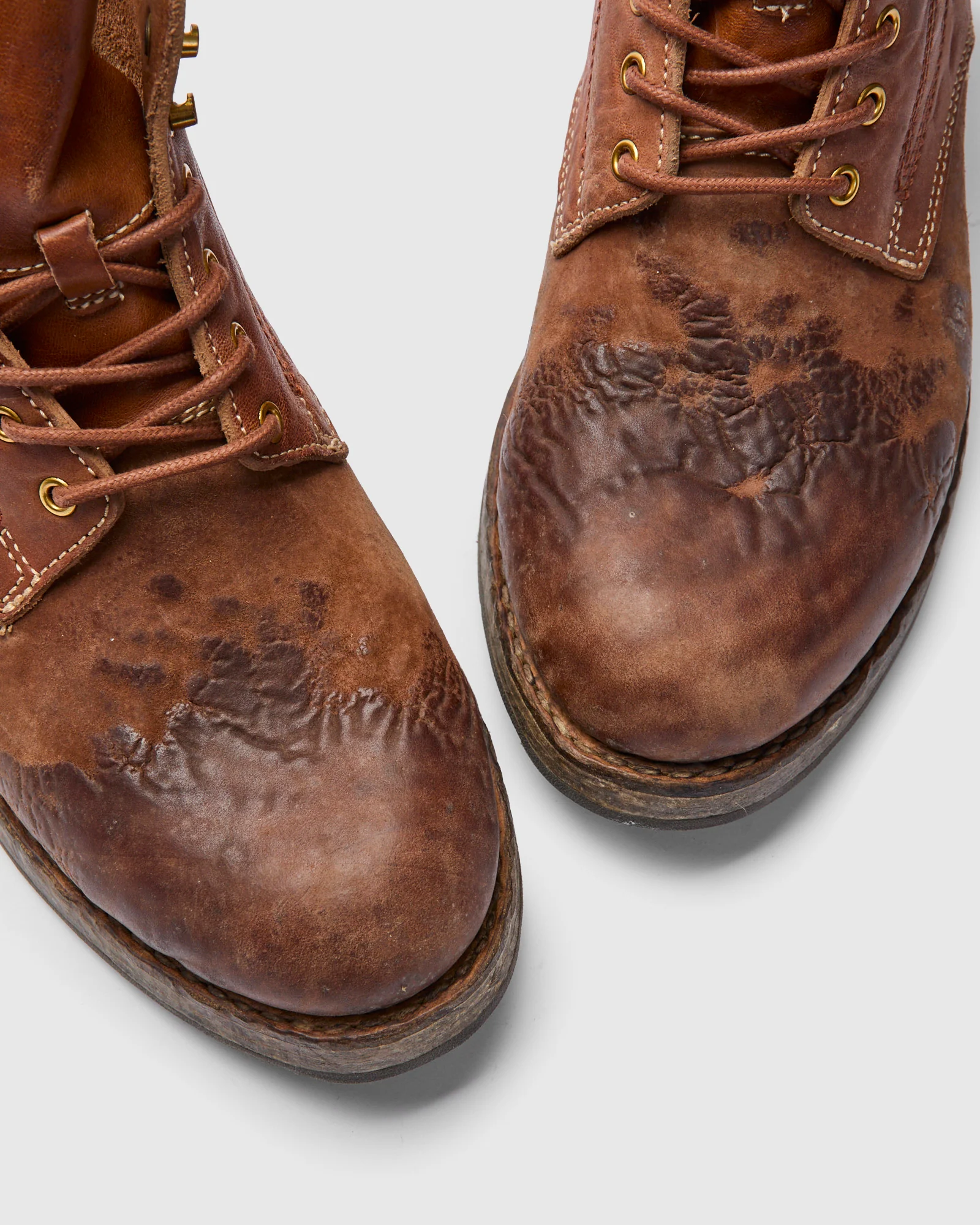 Damaged Virgil Boots-Folk in Brown Horsehide - Image 7