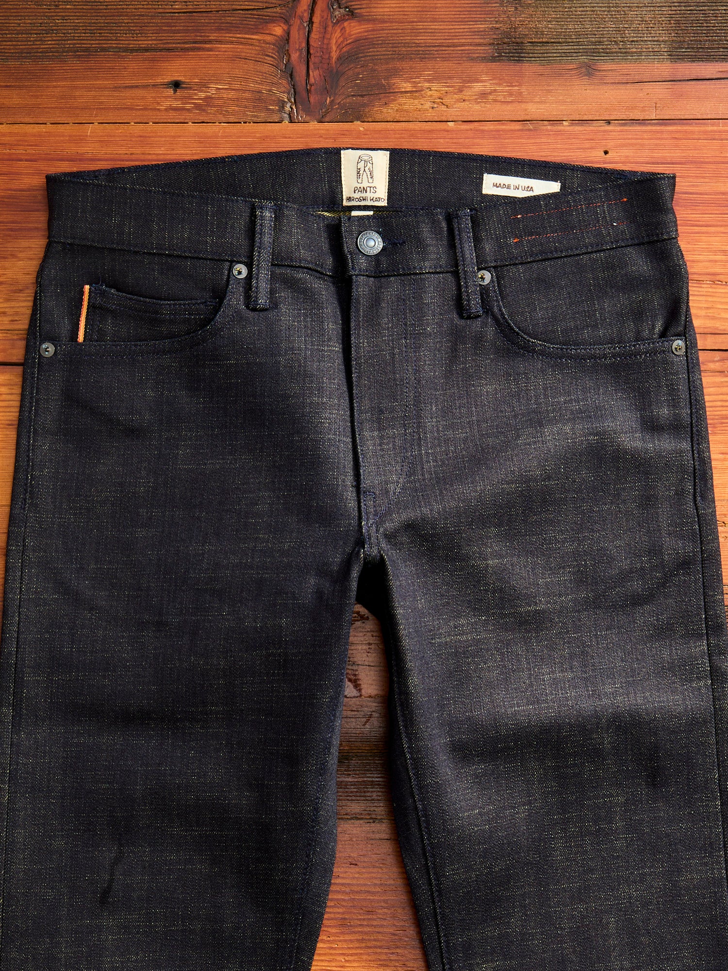 "Etched" 13oz Green Weft Stretch Selvedge Denim - Pen Slim - Image 6