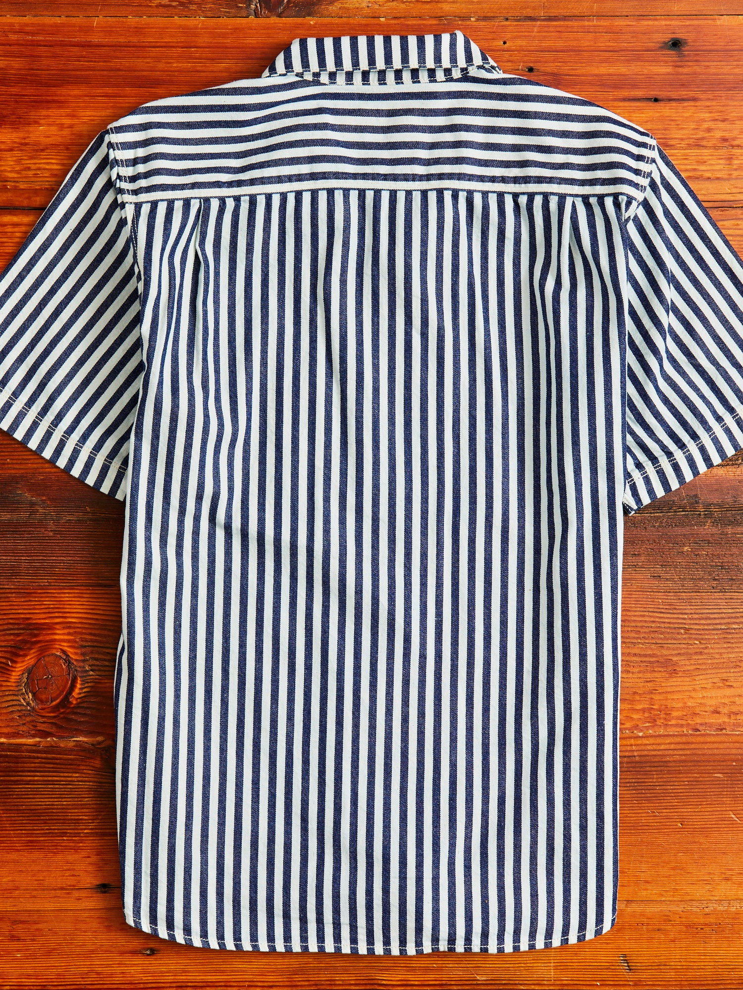 Dayton Short Sleeve Work Shirt in Indigo Stripe - Image 9