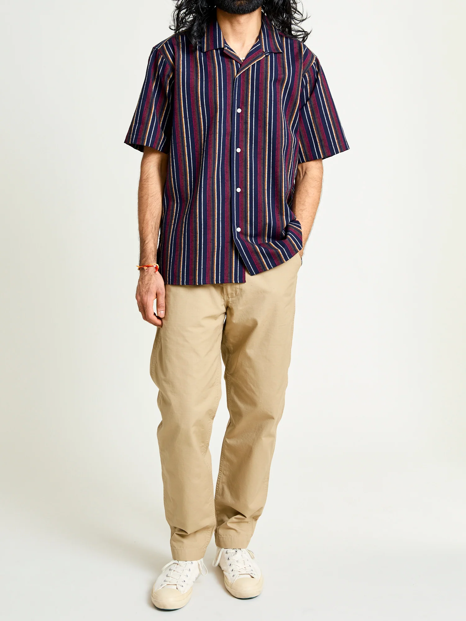 Cabana Stripe Camp Shirt in Indigo - Image 9