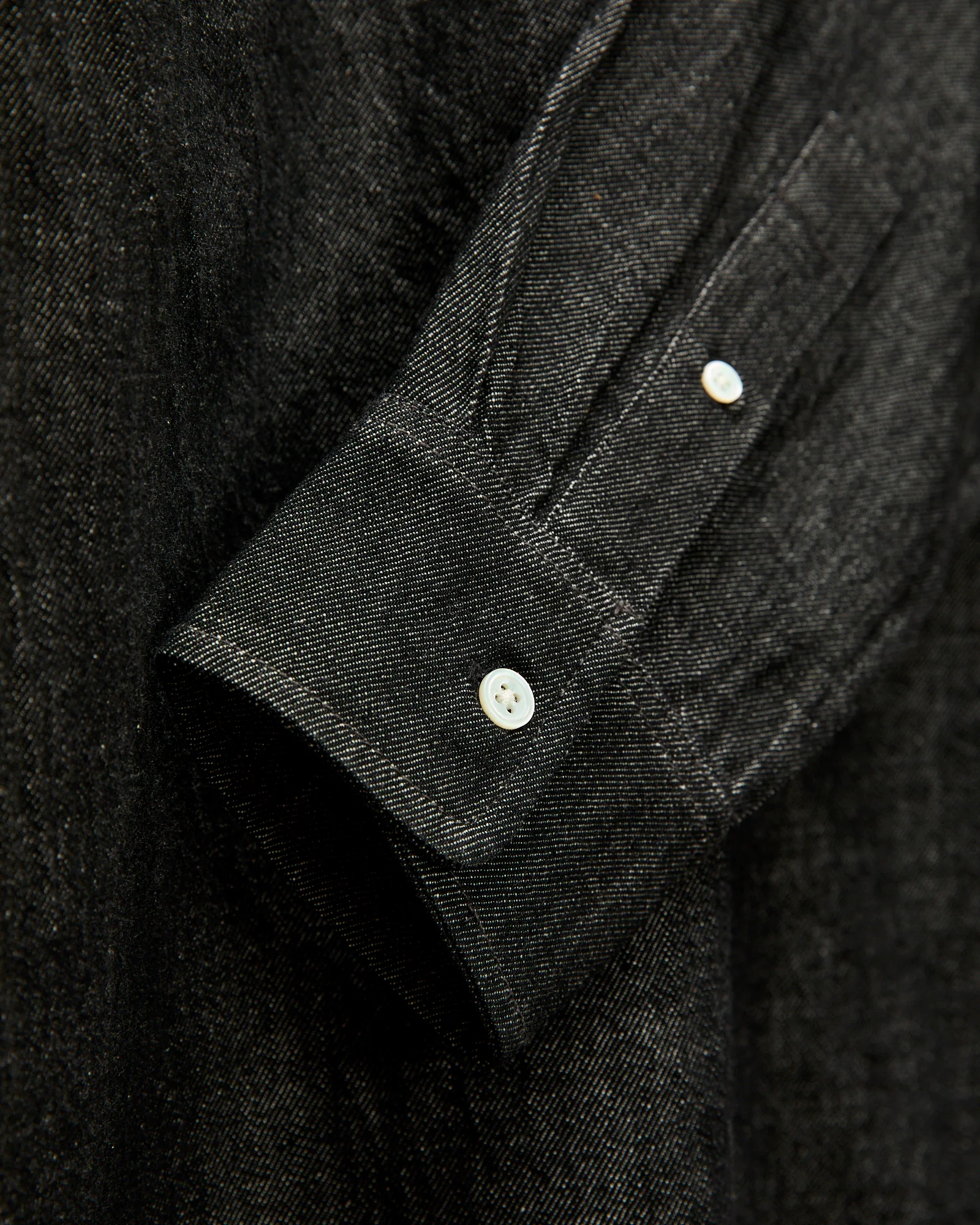 Denim Button-Down Shirt in Black White - Image 5