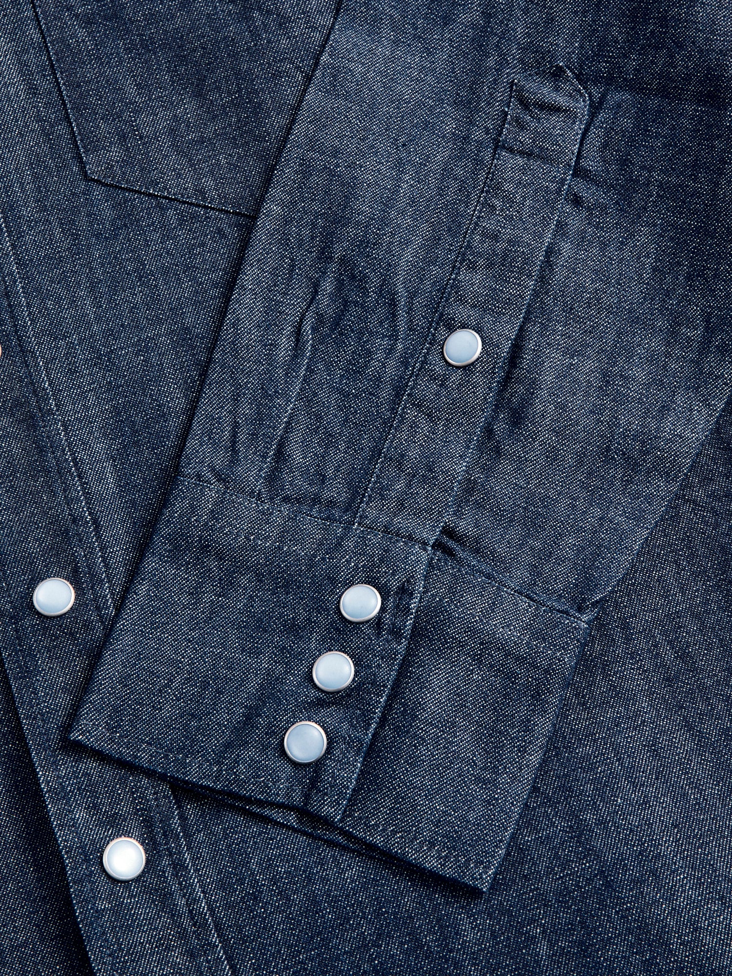 Denim Pearl Snap Shirt in Rinsed Indigo - Image 5