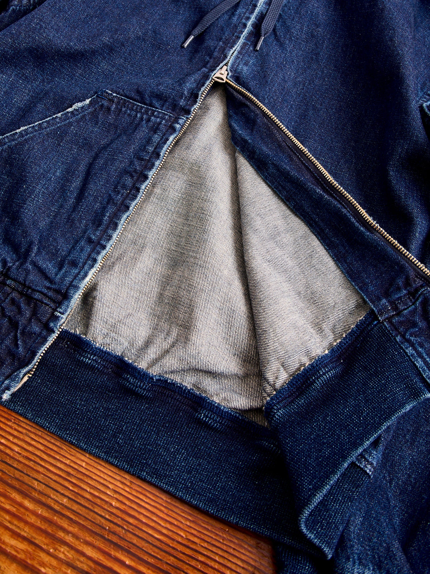 Denim Zip Jacket in Washed Indigo - Image 8
