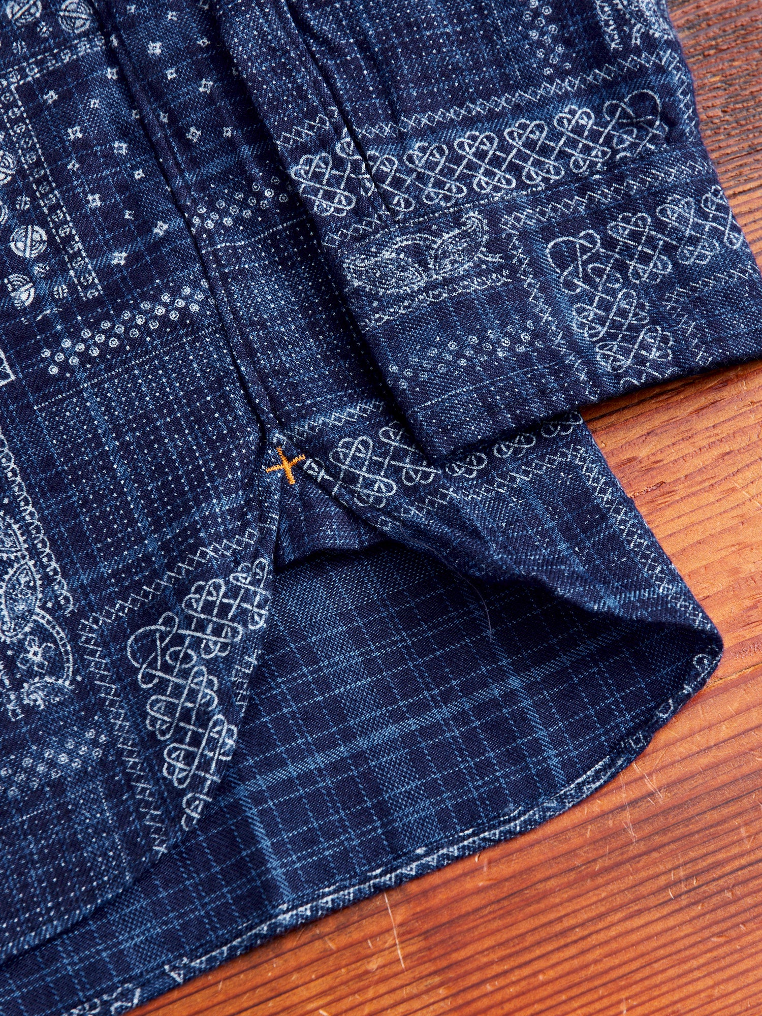 Discharge Print Button-Down Shirt in Indigo - Image 8