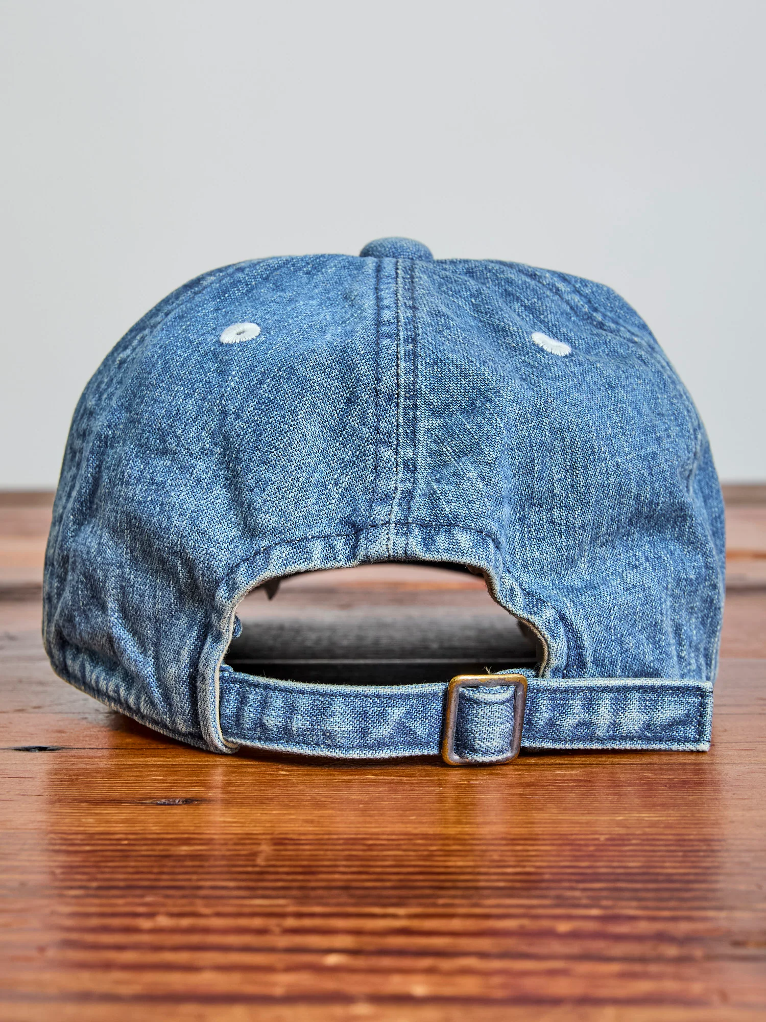 Distressed Patch Denim Baseball Cap in Indigo Blue - Image 3