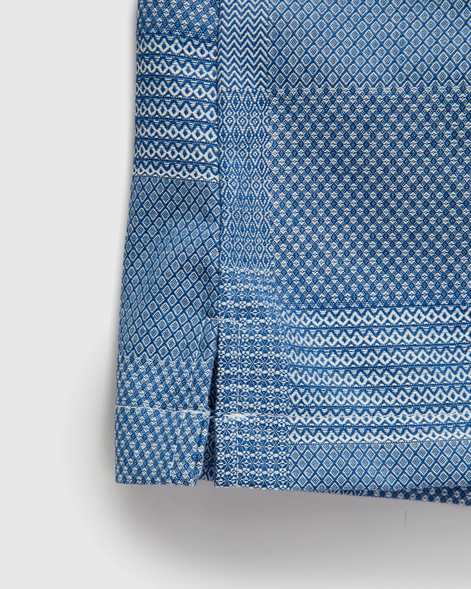 "Dobby Patchwork" Aloha Shirt in Pale Indigo - Image 6