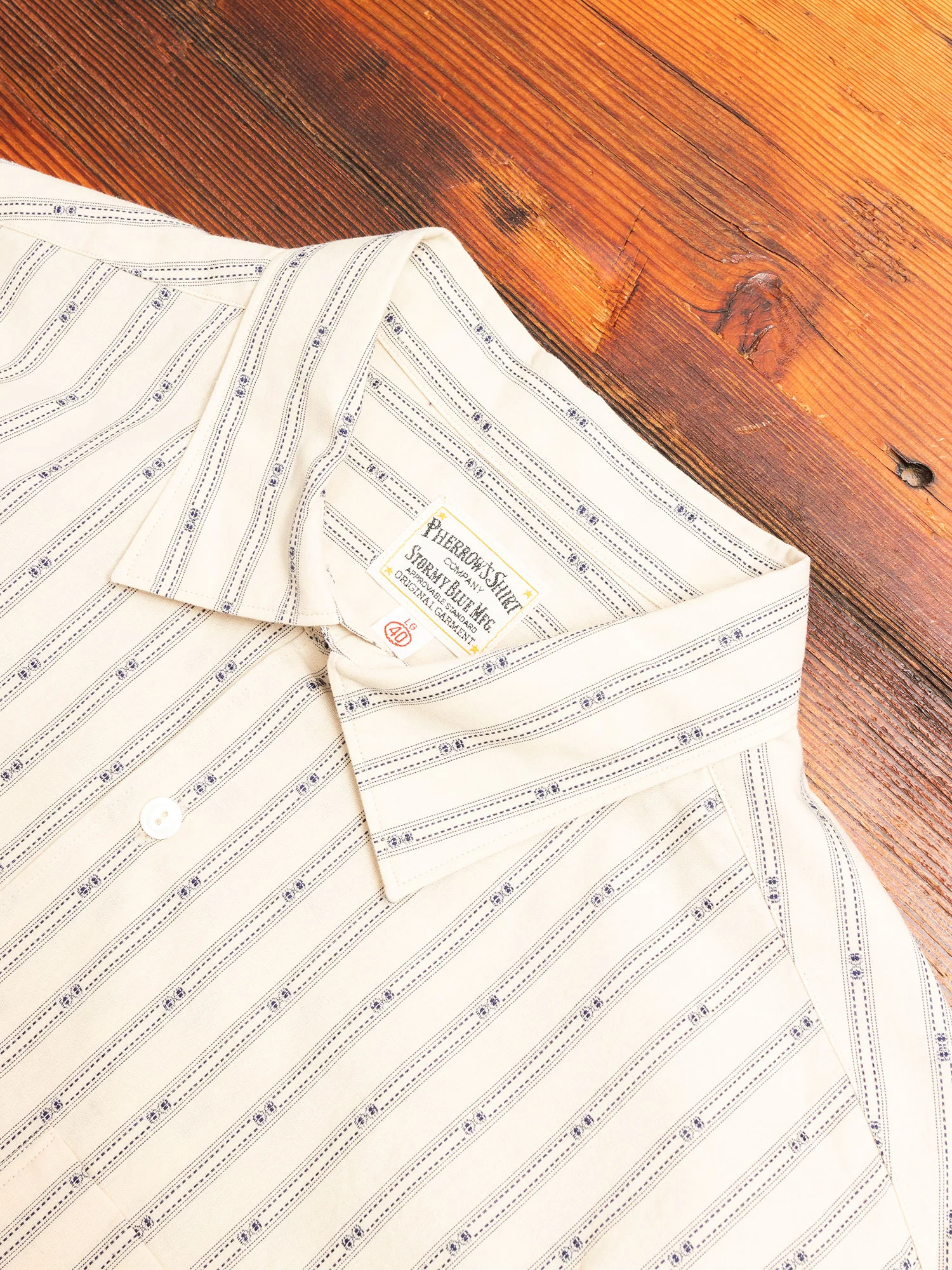 Dobby Stripe Work Shirt in Natural - Image 3