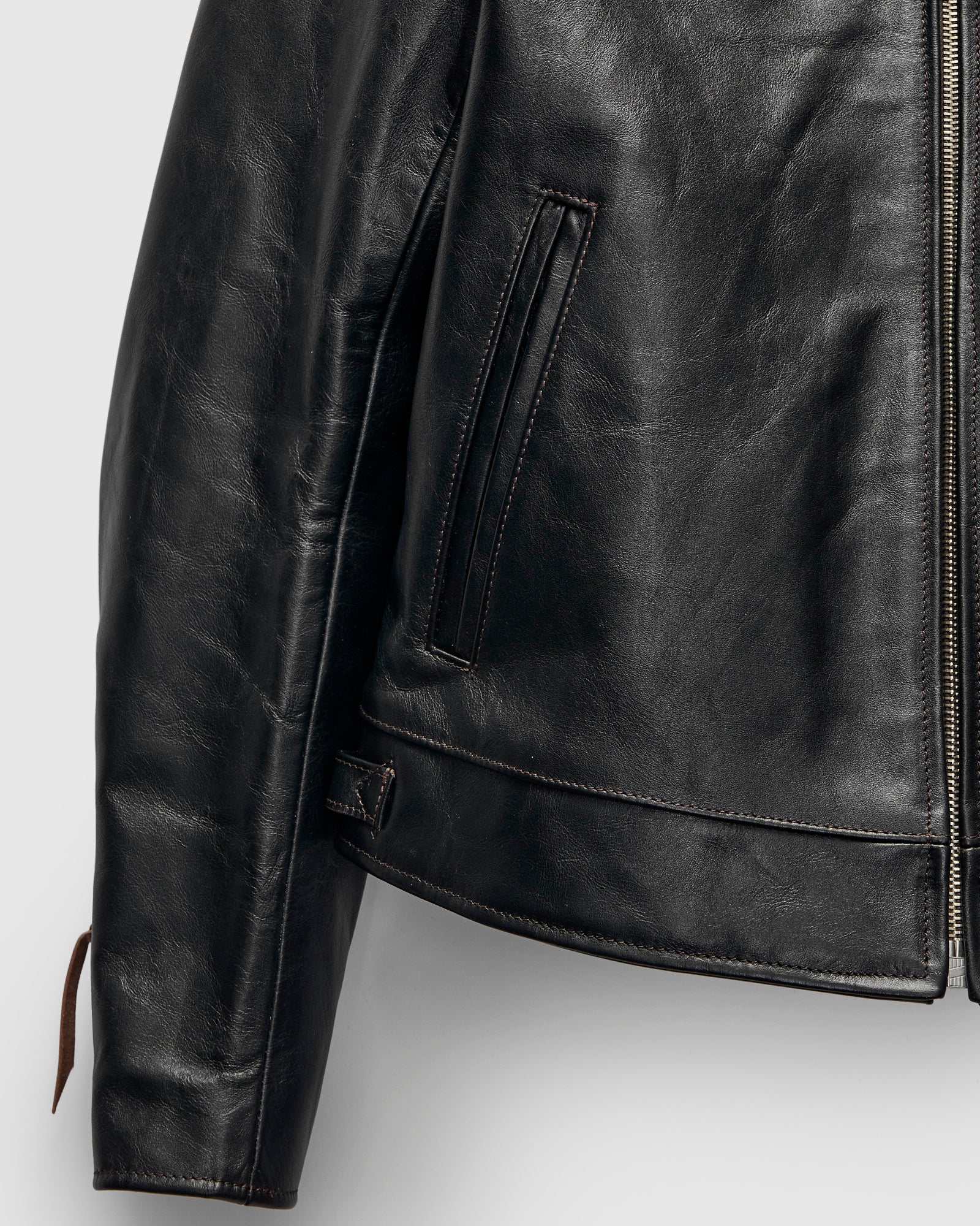 "Dodecagon" Horsehide Leather Jacket in Teacore Black - Image 5