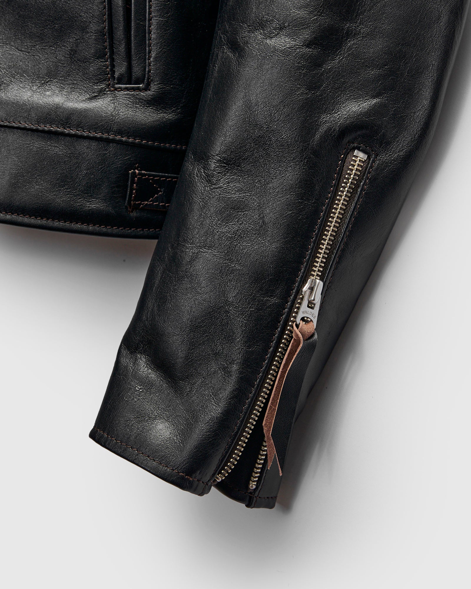 "Dodecagon" Horsehide Leather Jacket in Teacore Black - Image 7