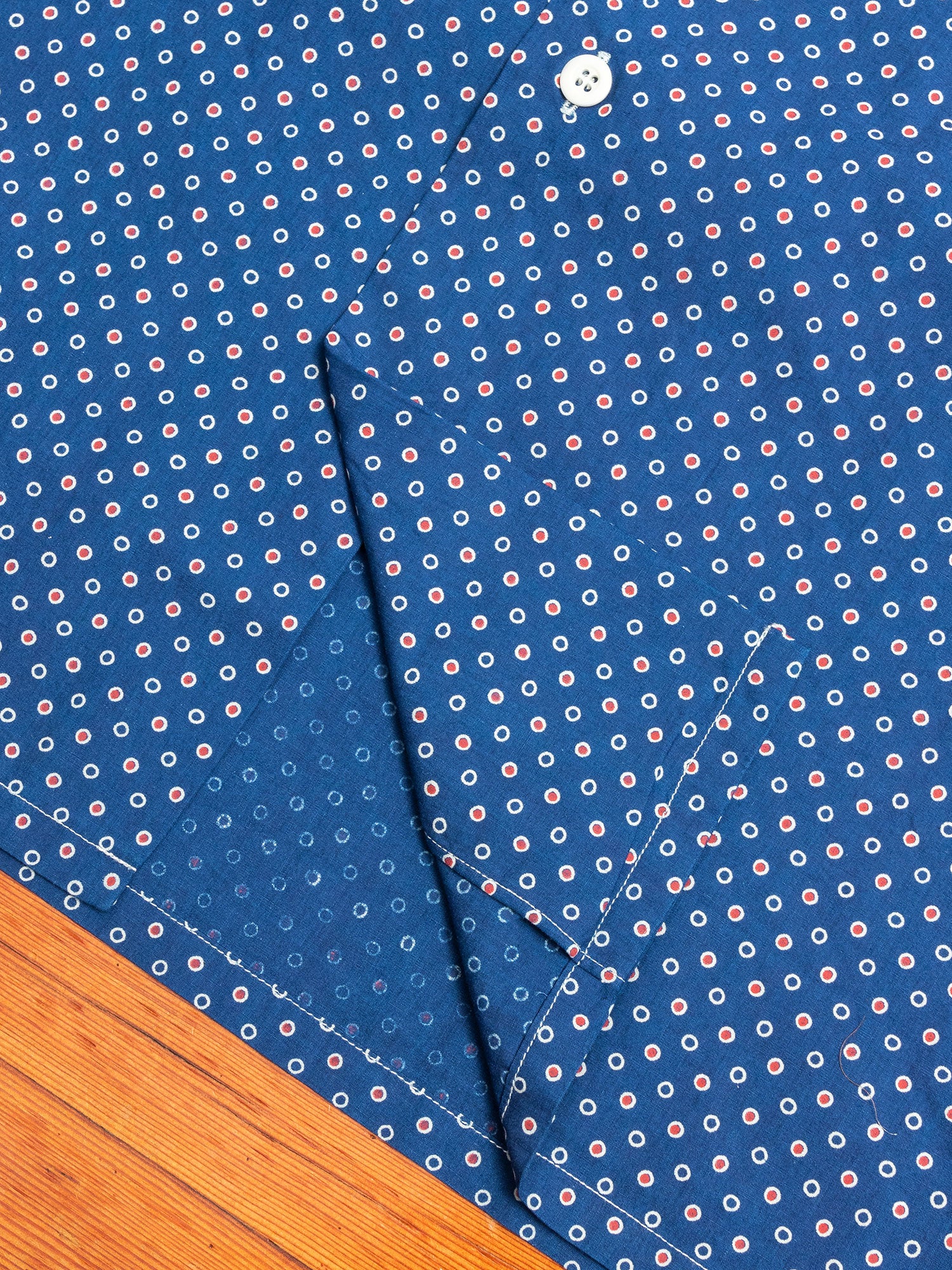 Dot Print Hawaiian Shirt in Indigo - Image 5