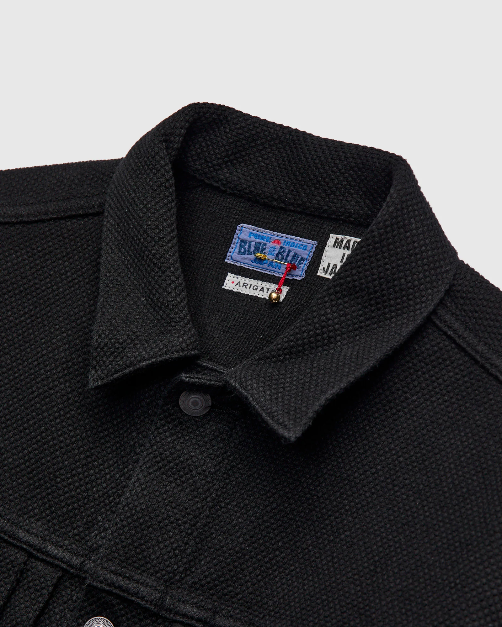 Double Cloth Sashiko Trucker Jacket in Black - Image 4