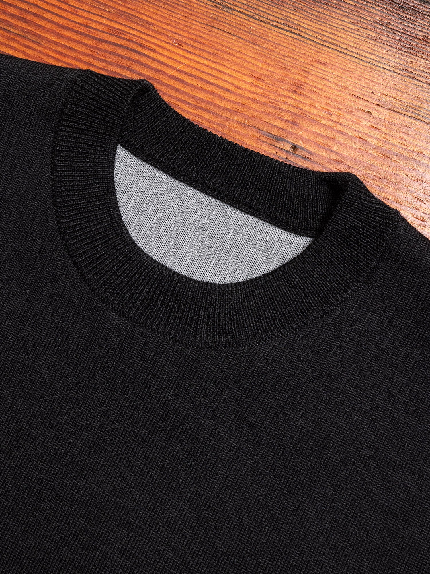 Double Face Wool Crewneck Sweater in Black - Image 2