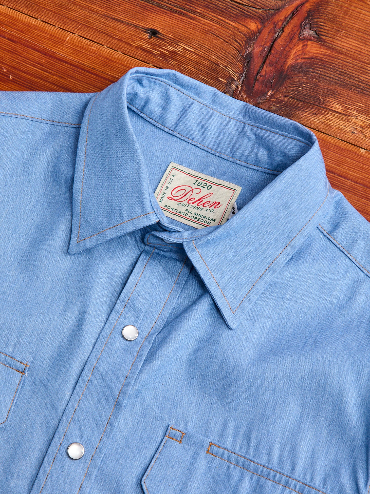 Drover Overshirt in Light Indigo Chambray - Image 3