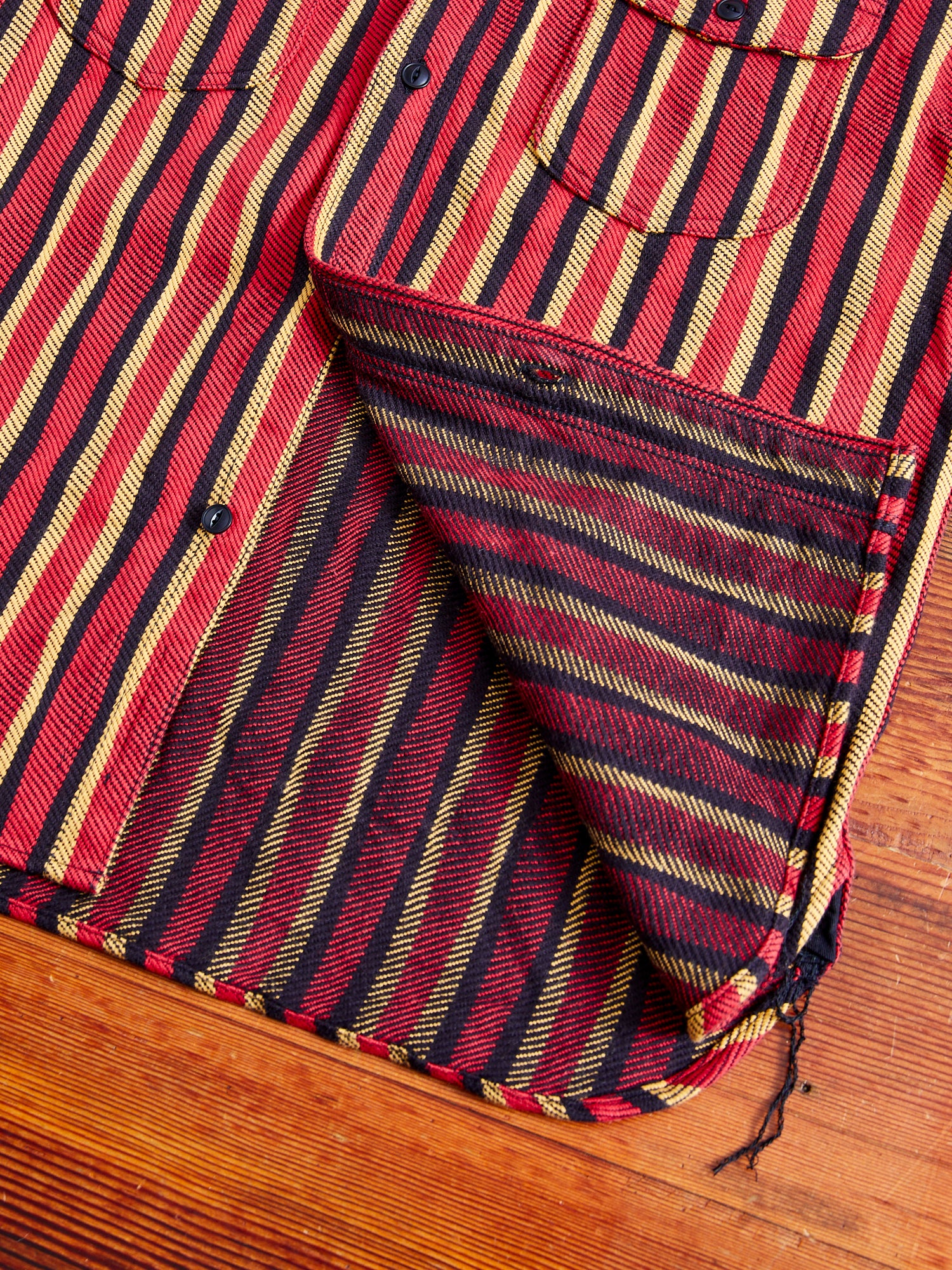 "Drunk Stripe" Flannel Shirt in Red - Image 7