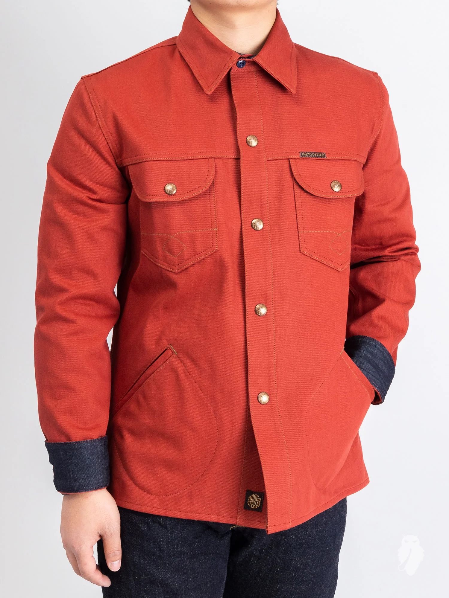 Eagle Rising Jacket in 13oz Brick Red Selvedge Denim - Image 2