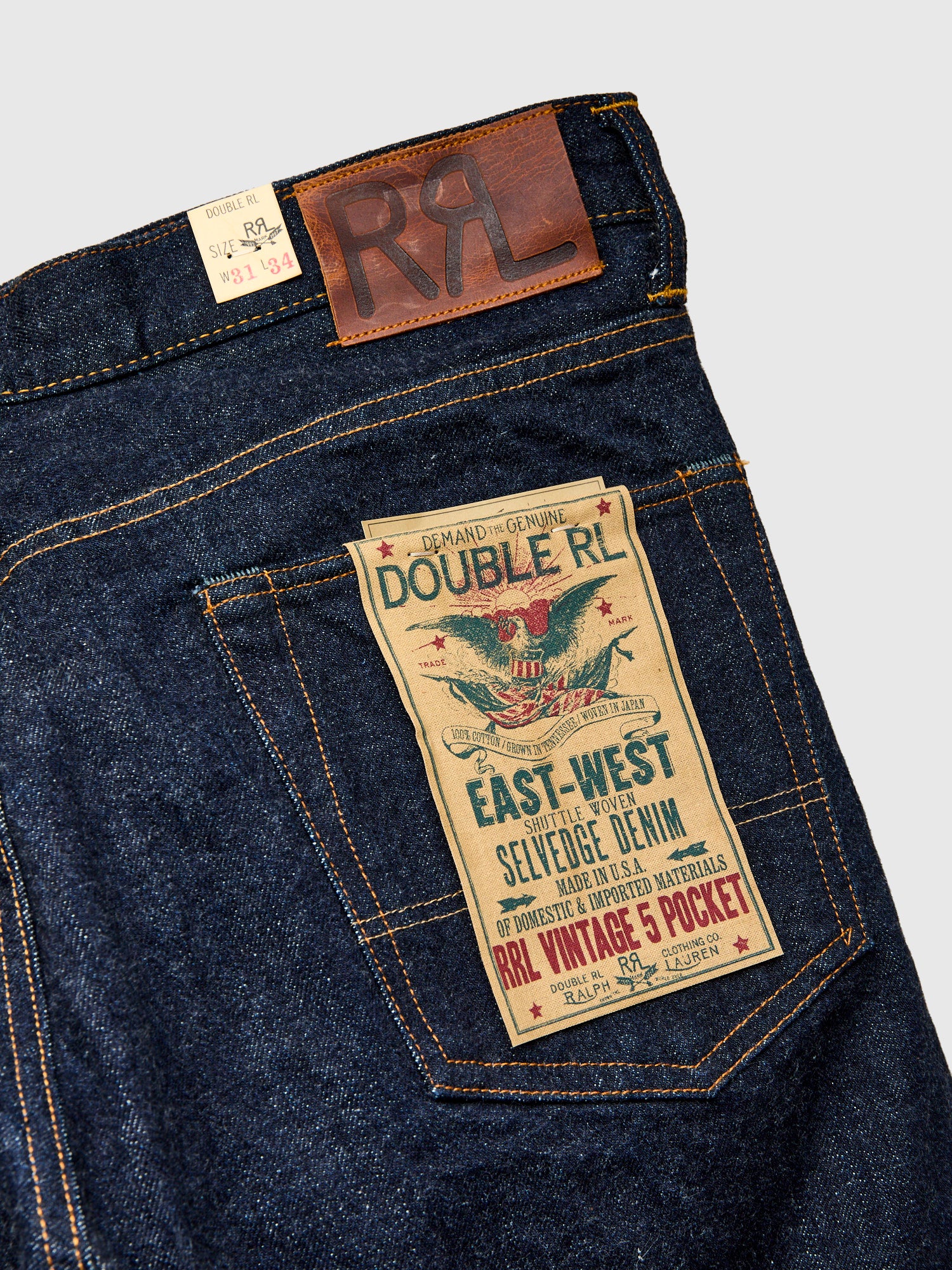 "East-West" 16oz Rinsed Selvedge Denim - Vintage 5-Pocket Full Straight Fit - Image 10