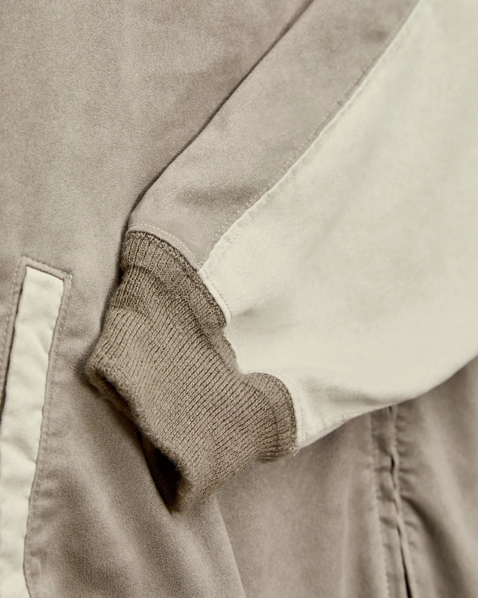 Eco Suede Raglan Zip Jacket in Greige - Image 6
