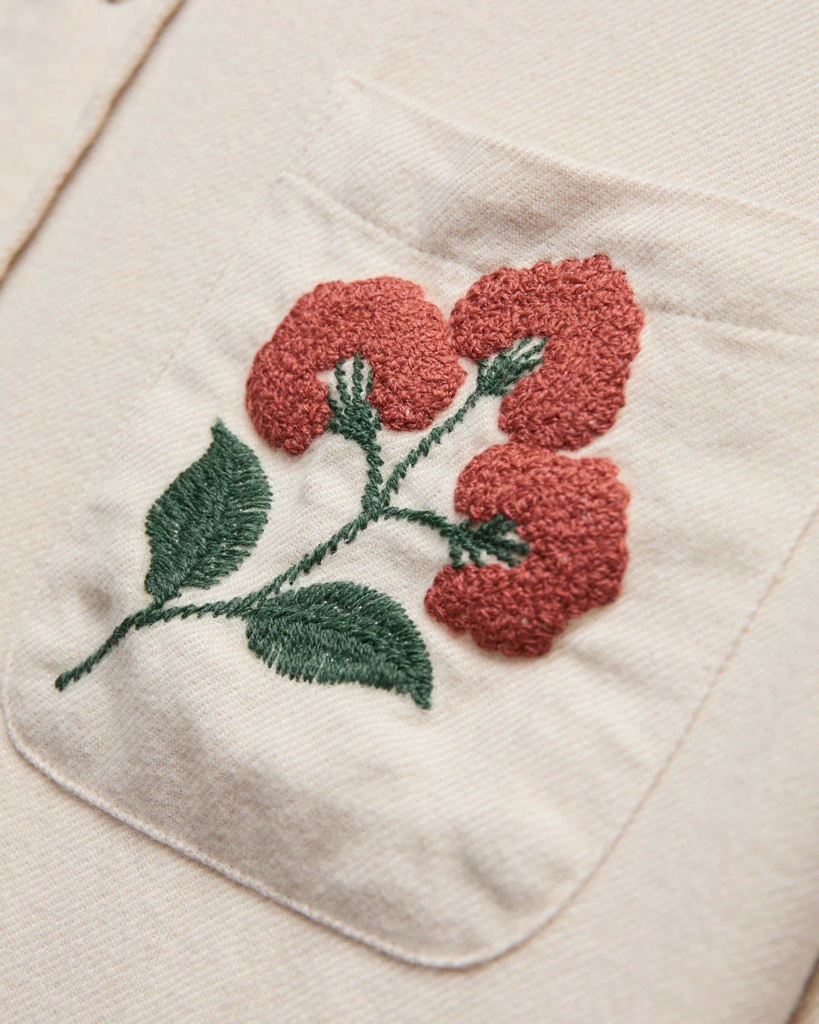 Embroidery Button-Up Shirt in Ecru - Image 5