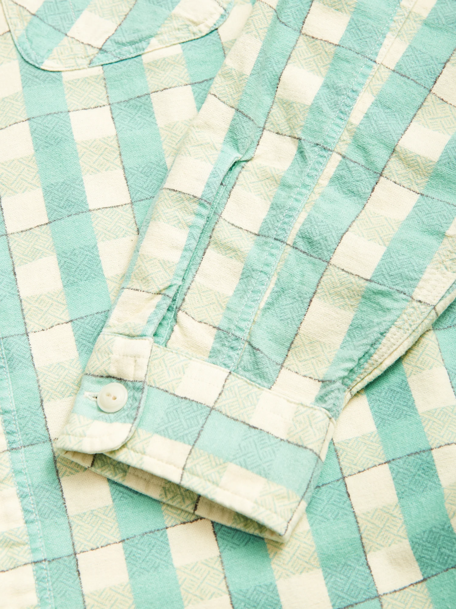 Farrell Workshirt in Green/Cream - Image 6