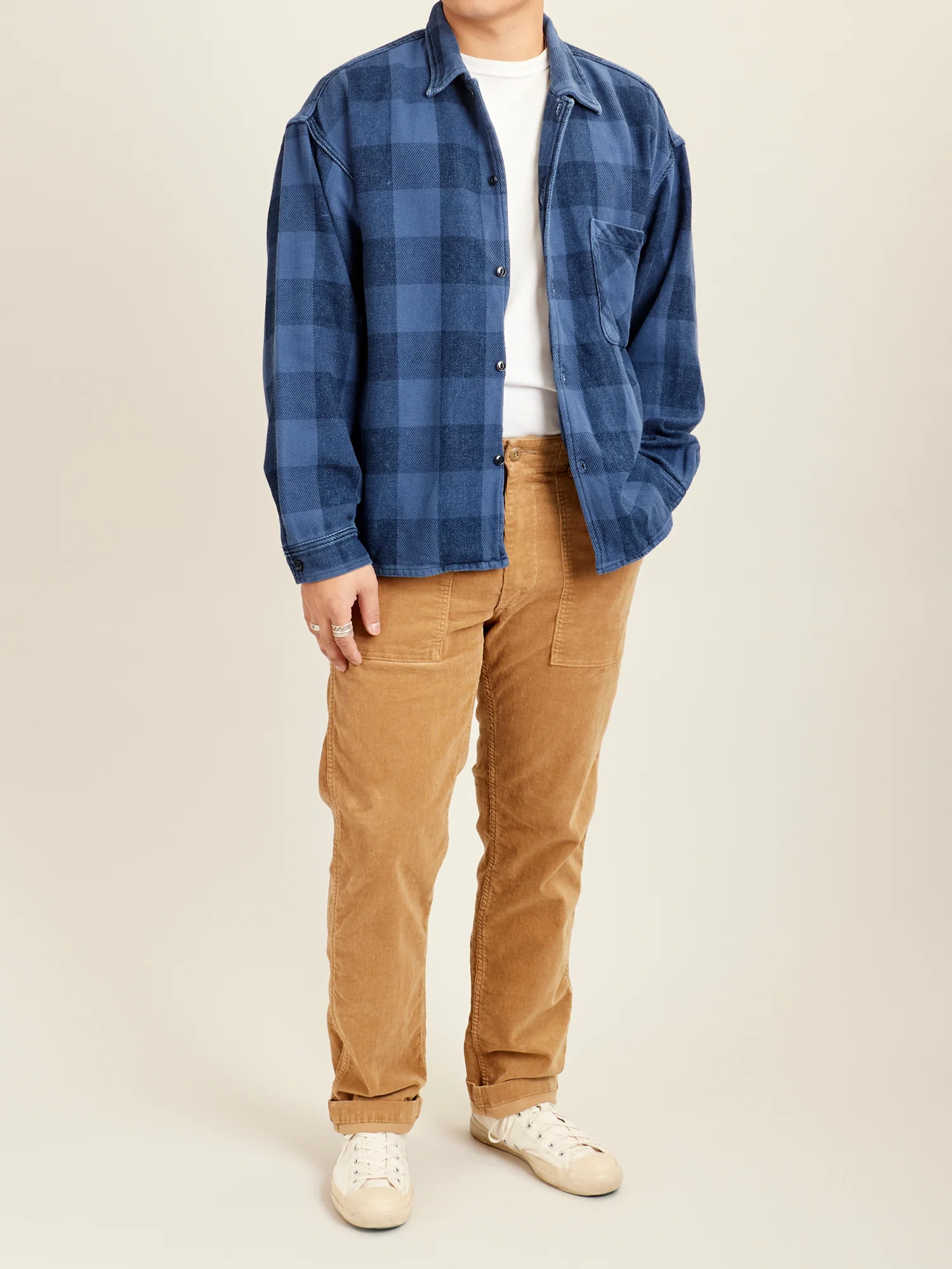 Slim Fatigue Pants in Beige Corduroy - Image 11