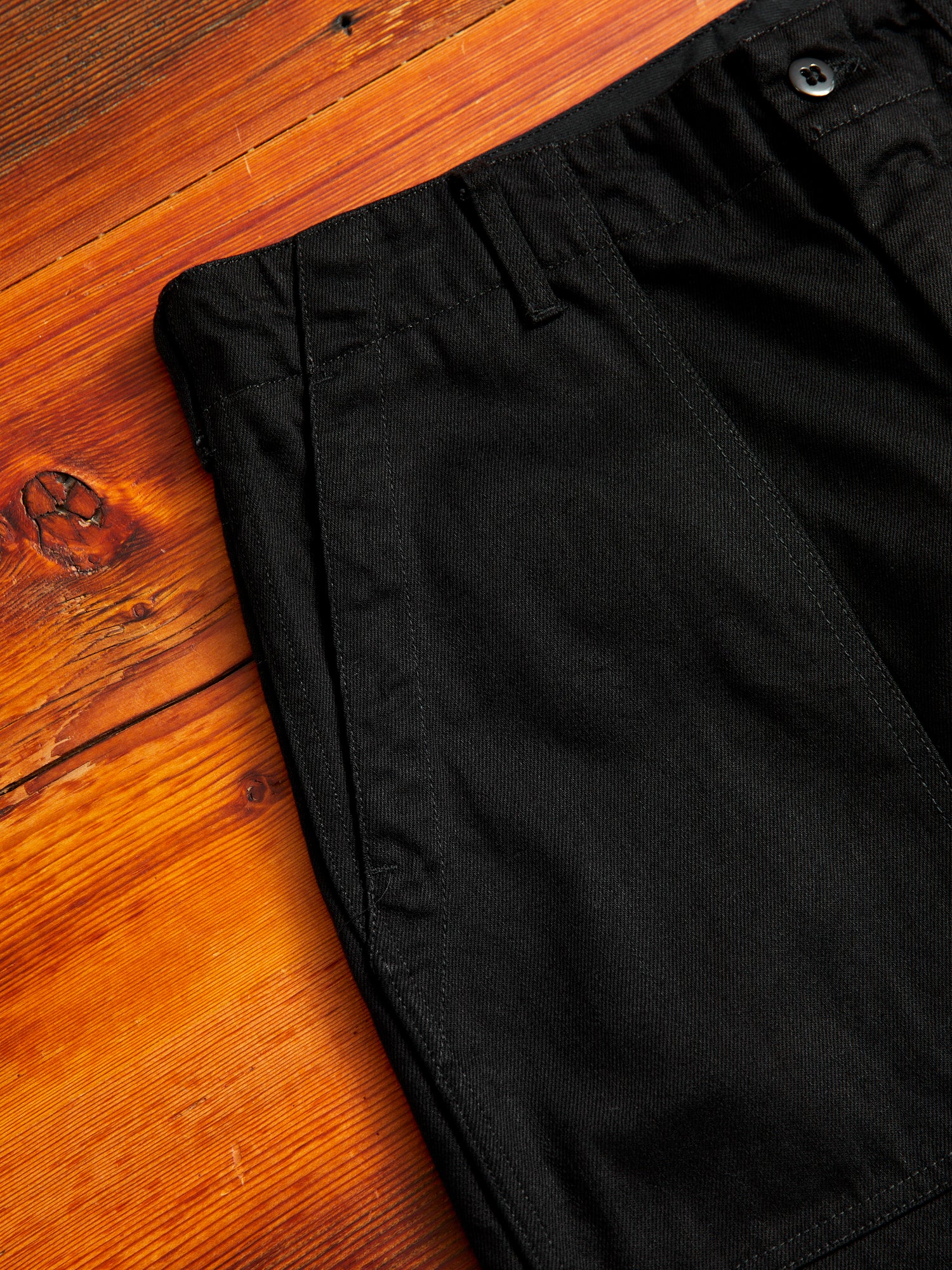 Fatigue Pants in Black Cotton Bull Denim - Image 4
