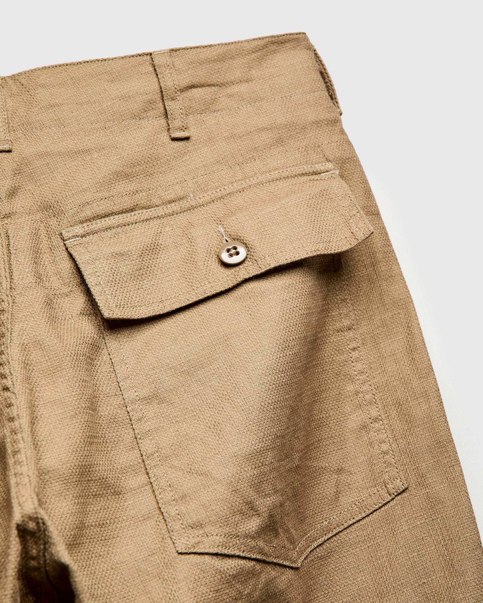 Fatigue Pants in Khaki Cotton Linen Java Cloth - Image 10