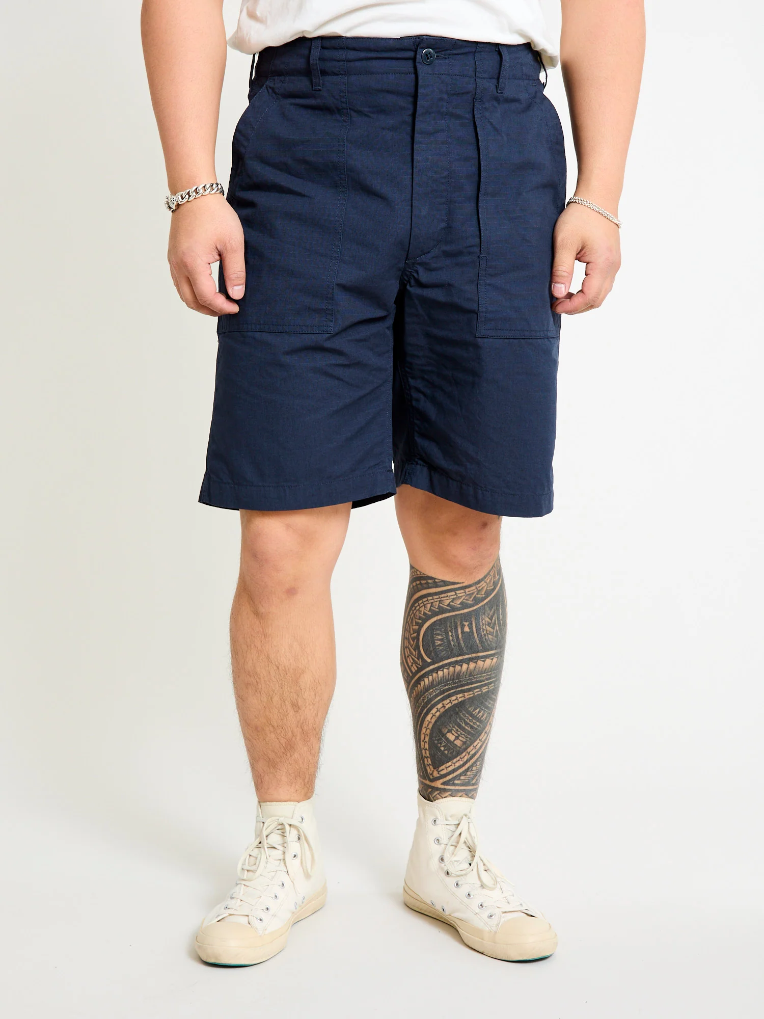 Fatigue Shorts in Navy Cotton Ripstop - Image 2