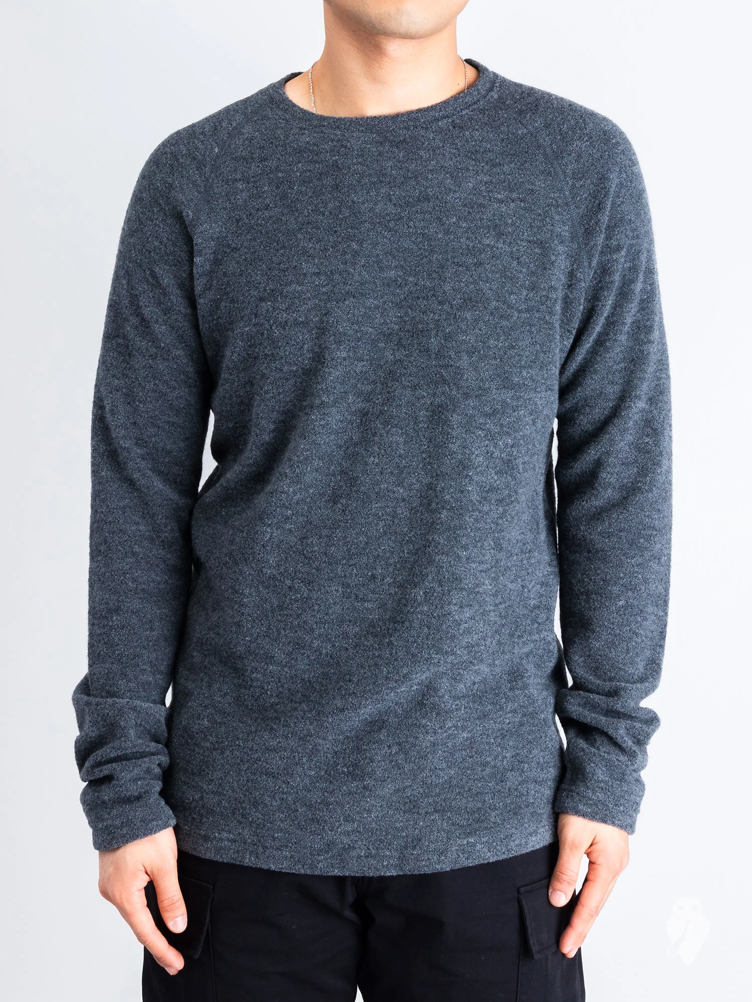 Felted Wool Crewneck Sweater in Heather Grey - Image 2