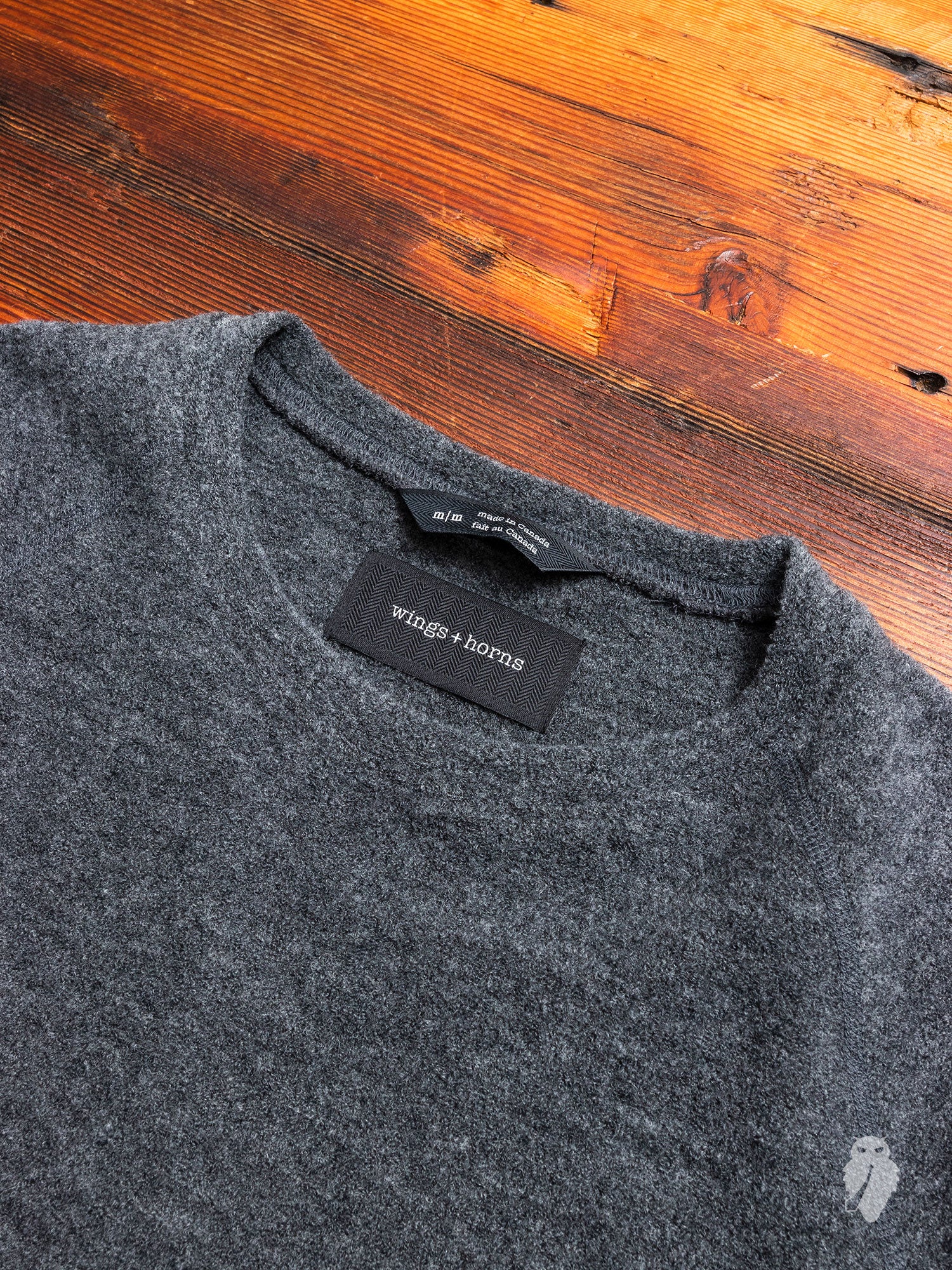 Felted Wool Crewneck Sweater in Heather Grey - Image 3