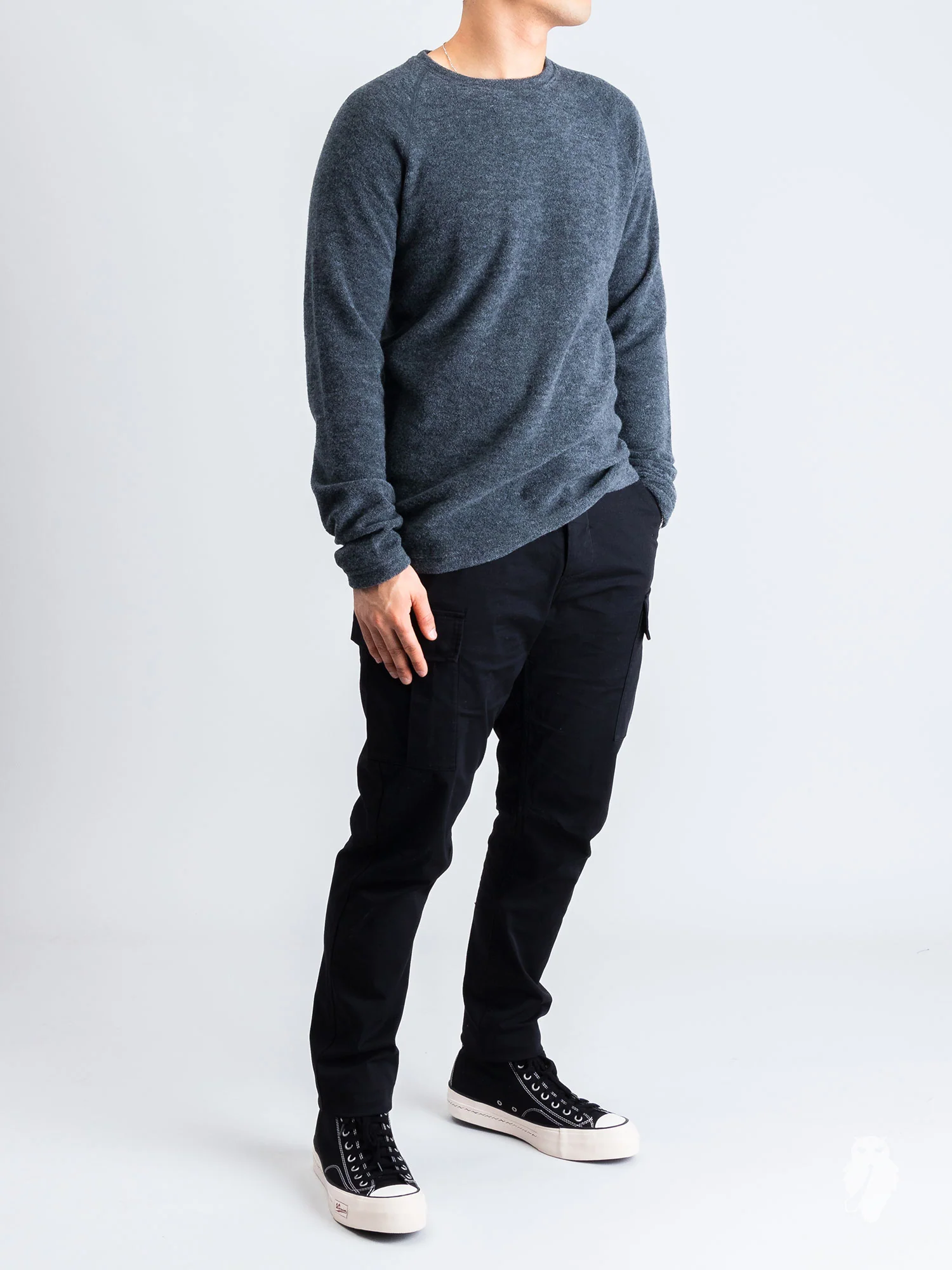 Felted Wool Crewneck Sweater in Heather Grey - Image 7